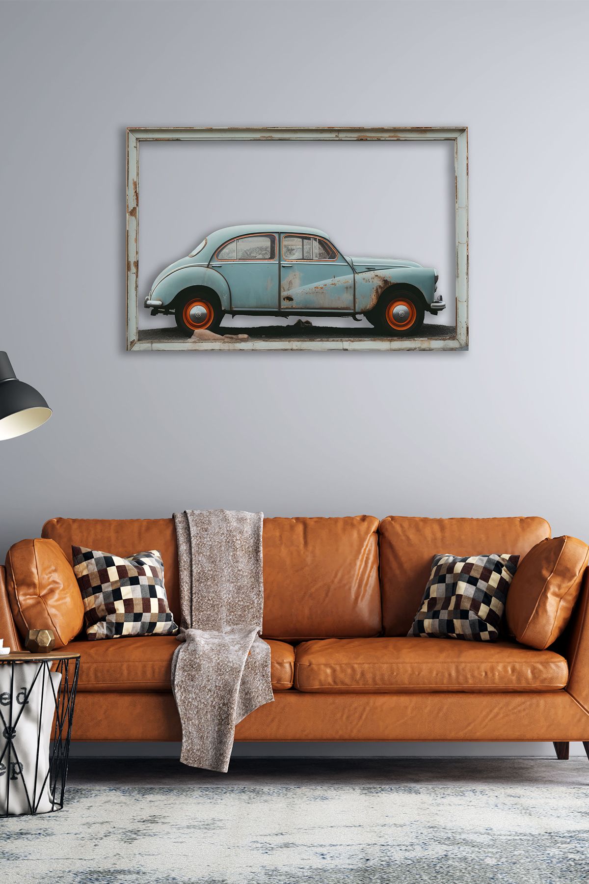 Vintage Araba Metal Tablo - Retro Şıklık ve Zarafet