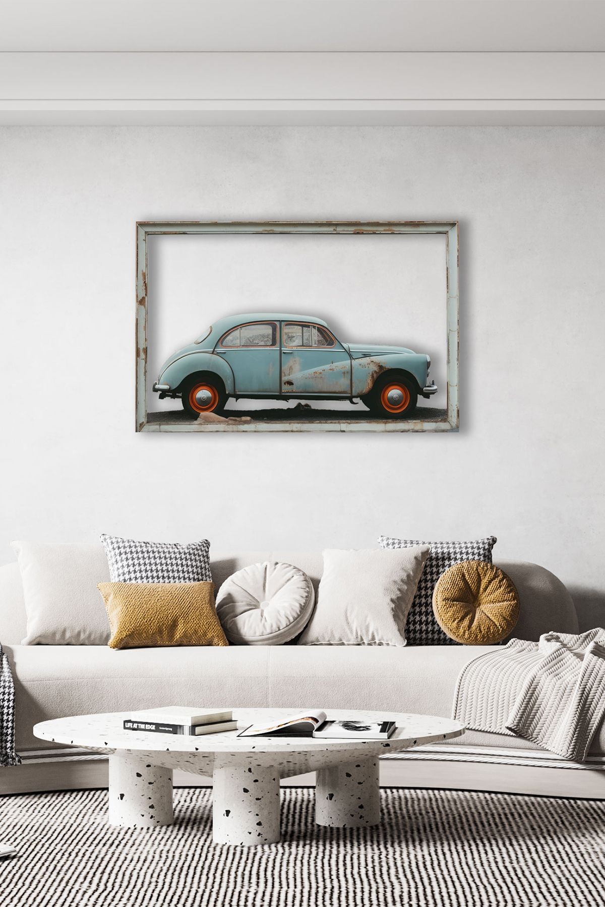 Vintage Araba Metal Tablo - Retro Şıklık ve Zarafet