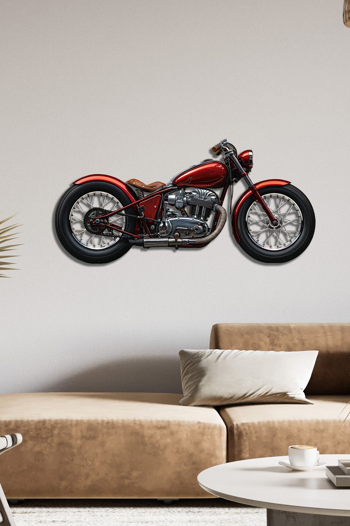 Kırmızı Motor Renkli Metal Tablo