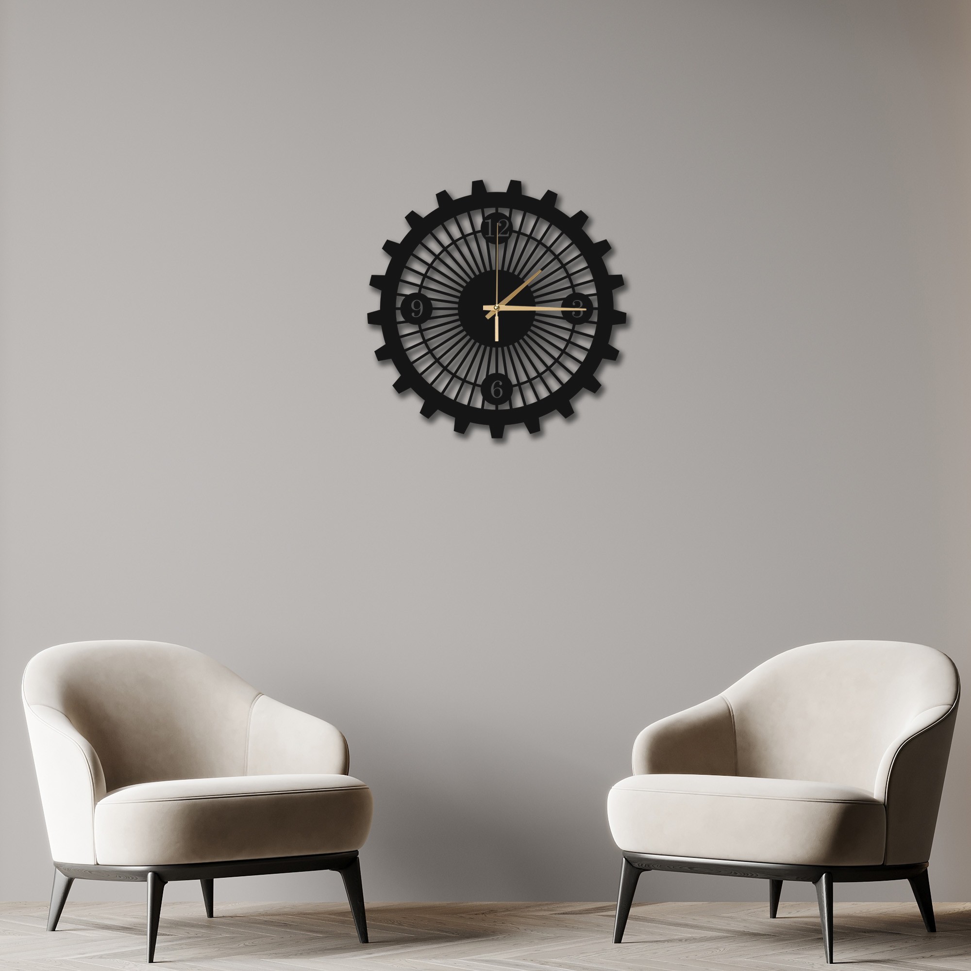 MODERN DİŞLİ ÇARK METAL DUVAR SAATİ