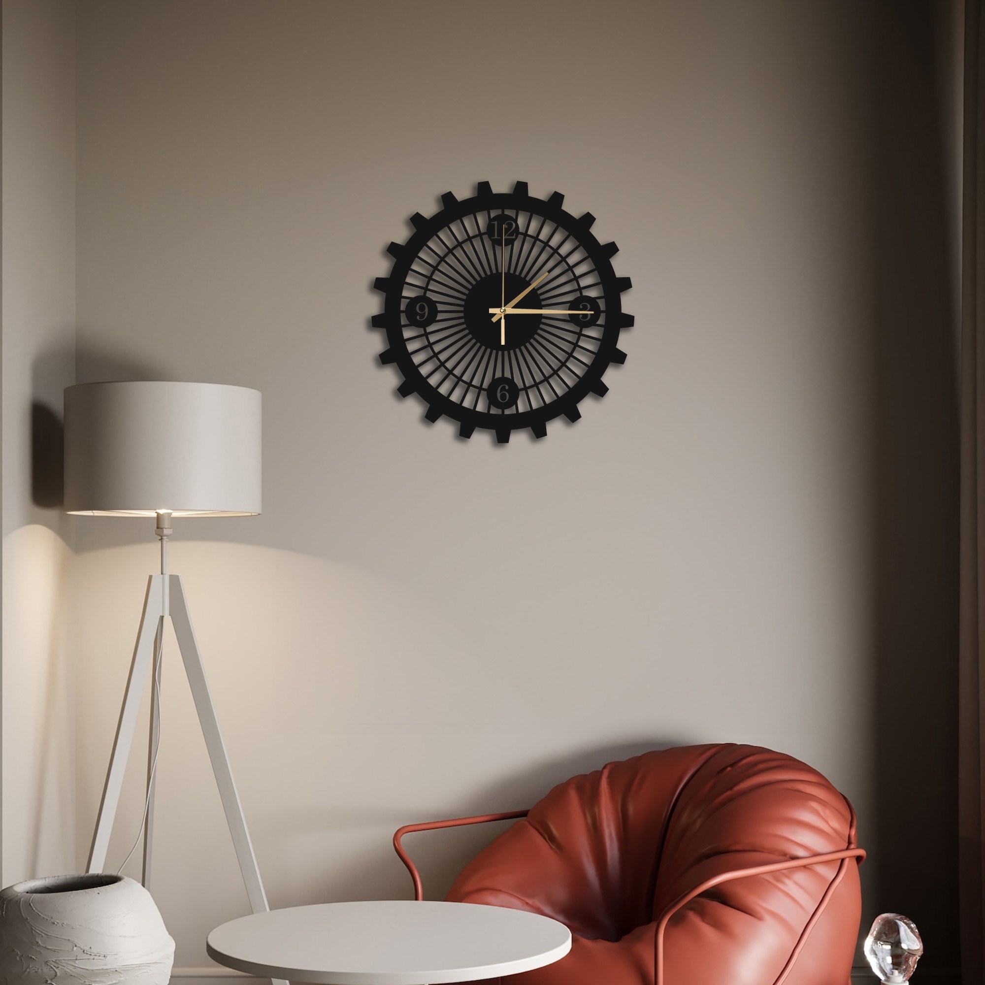 MODERN DİŞLİ ÇARK METAL DUVAR SAATİ