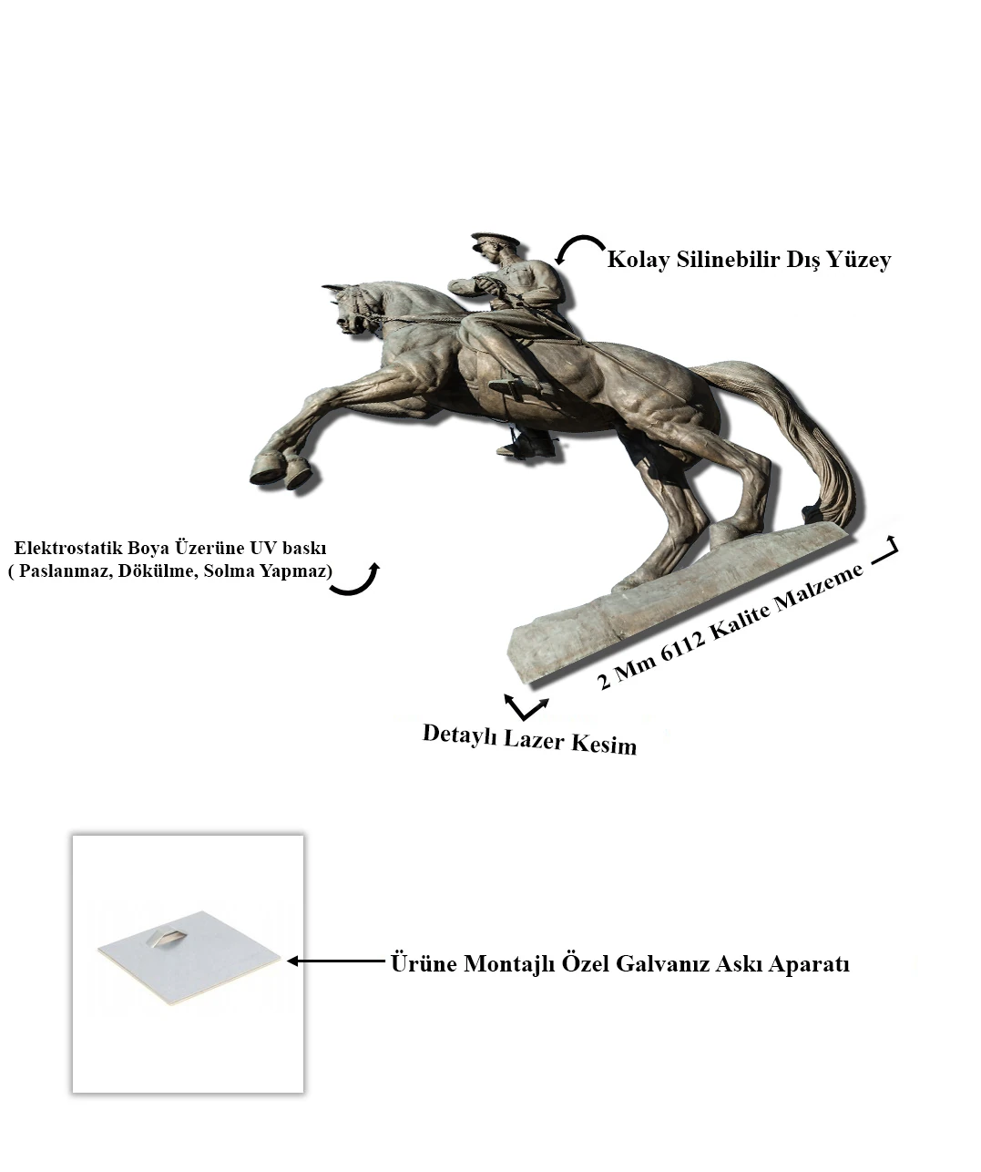 Kızıl Fil Renkli Metal Tablo