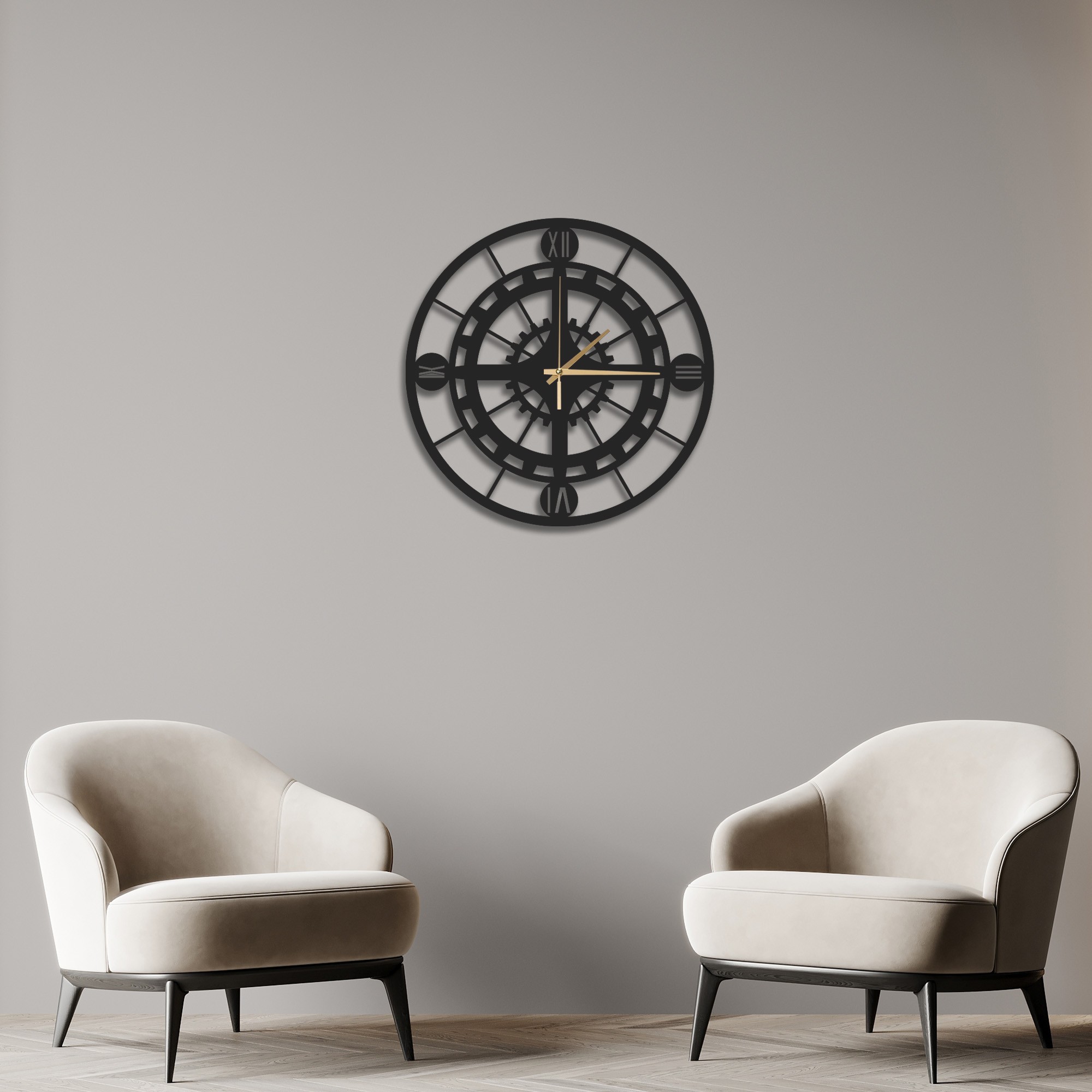 ROMA MEKANİK SERİSİ METAL DUVAR SAATİ