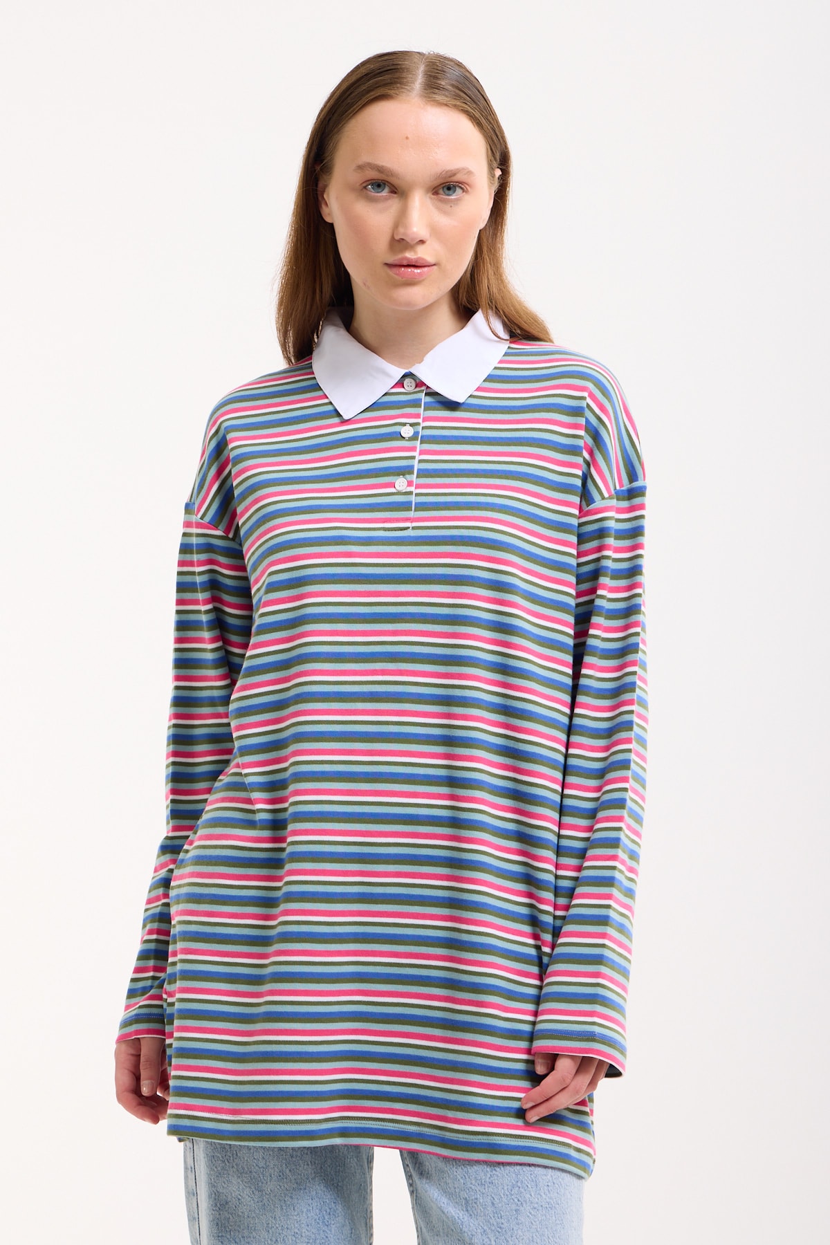 Polo Yaka Sweatshirt - PİNK