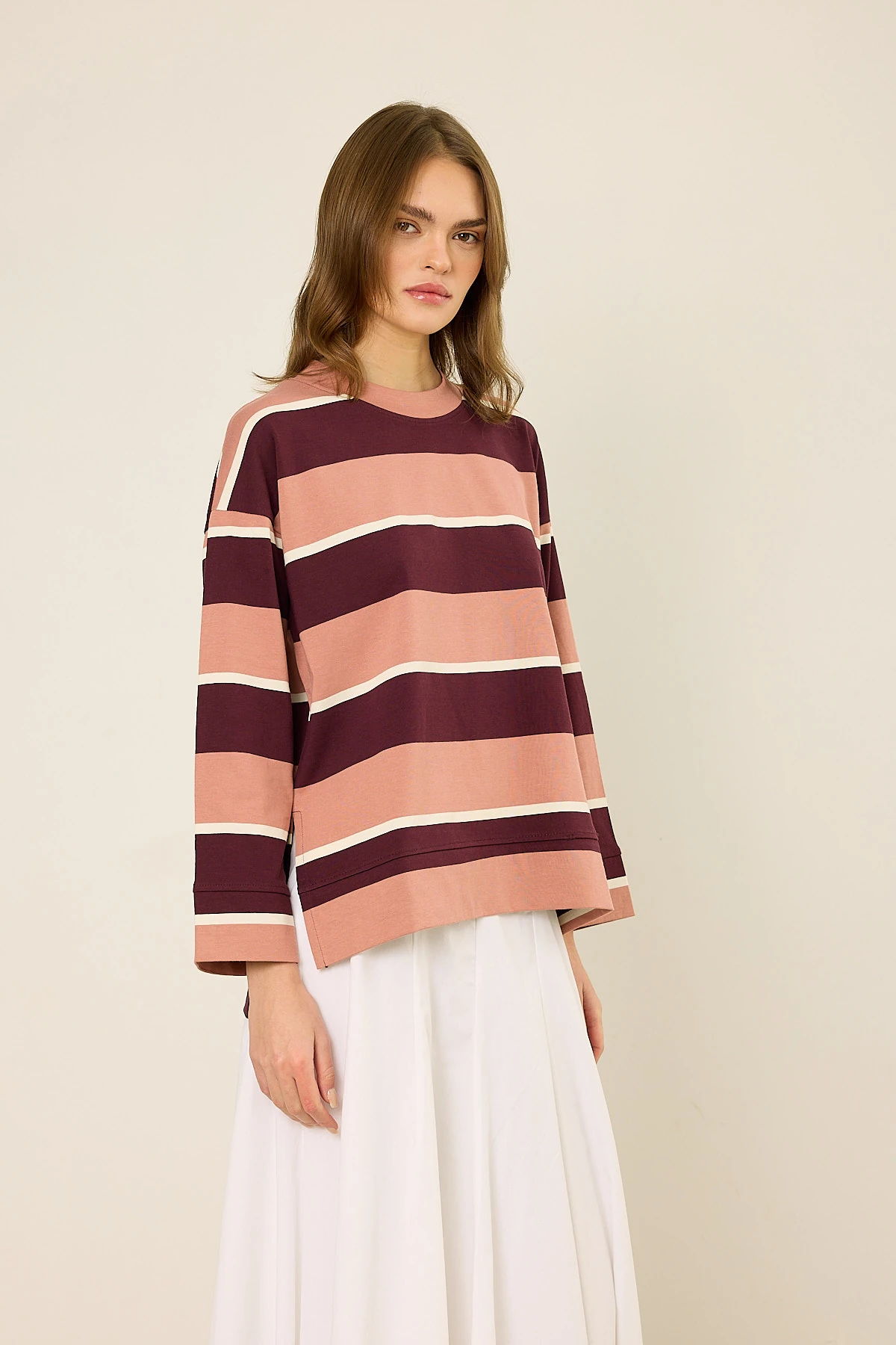 Logolu Çizgili Sweatshirt 