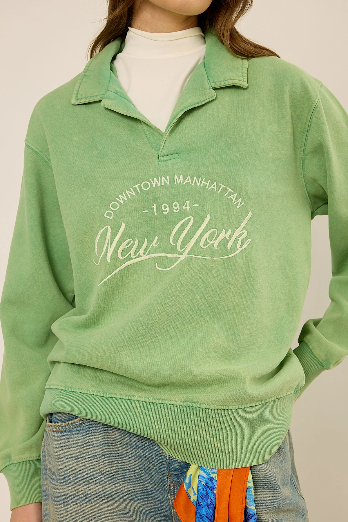 Polo Yaka Sweatshirt Tatlı Yeşil