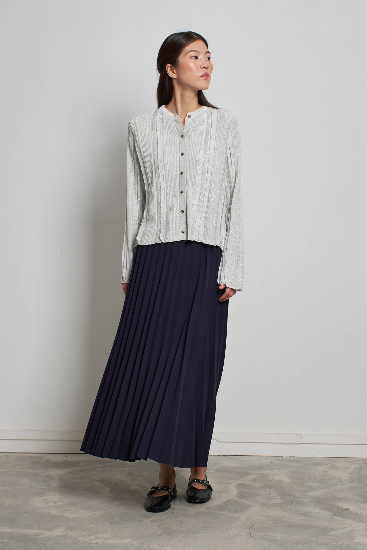 Plise Etek - Lacivert