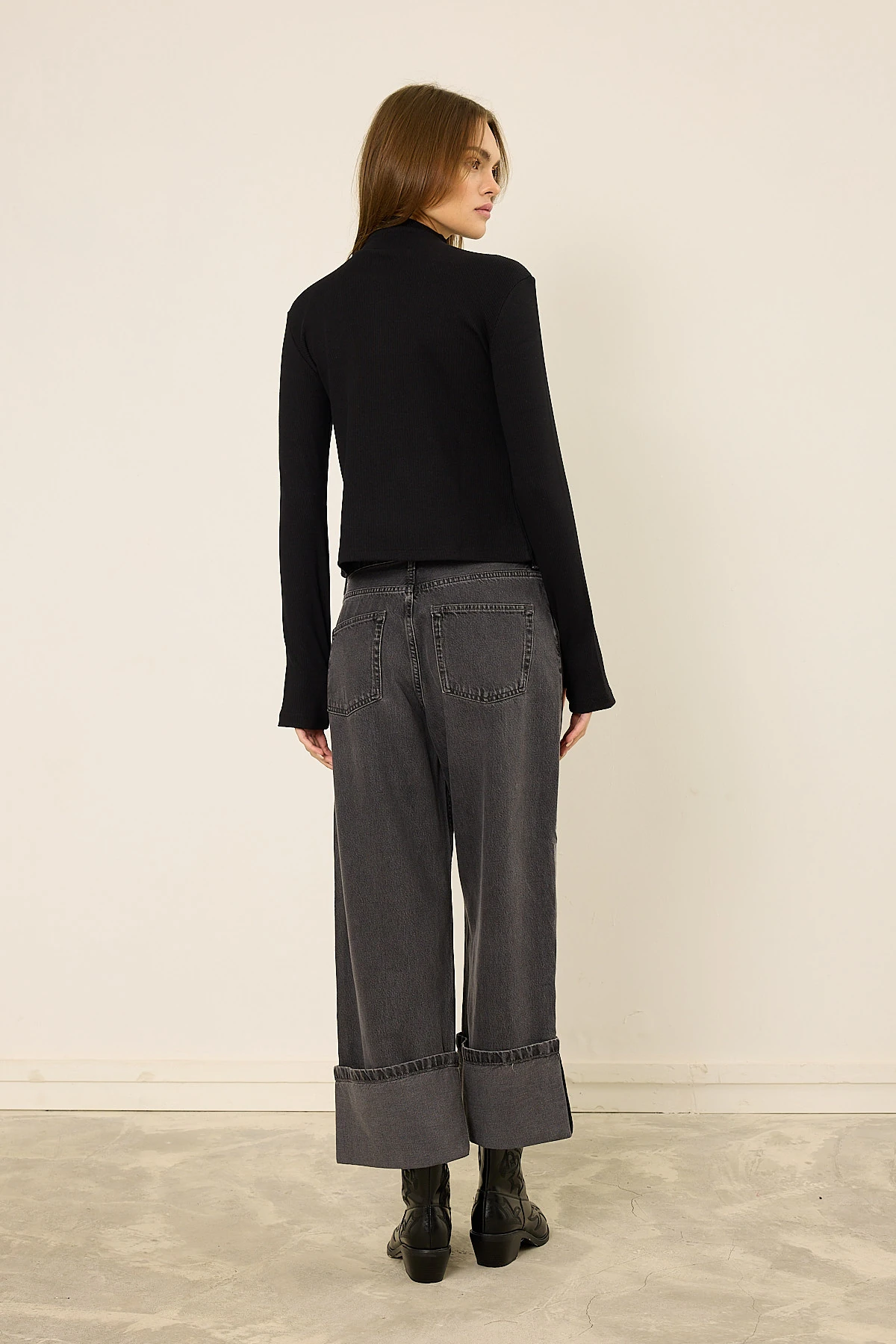 Paçası Katlı Pantolon Antrasit 