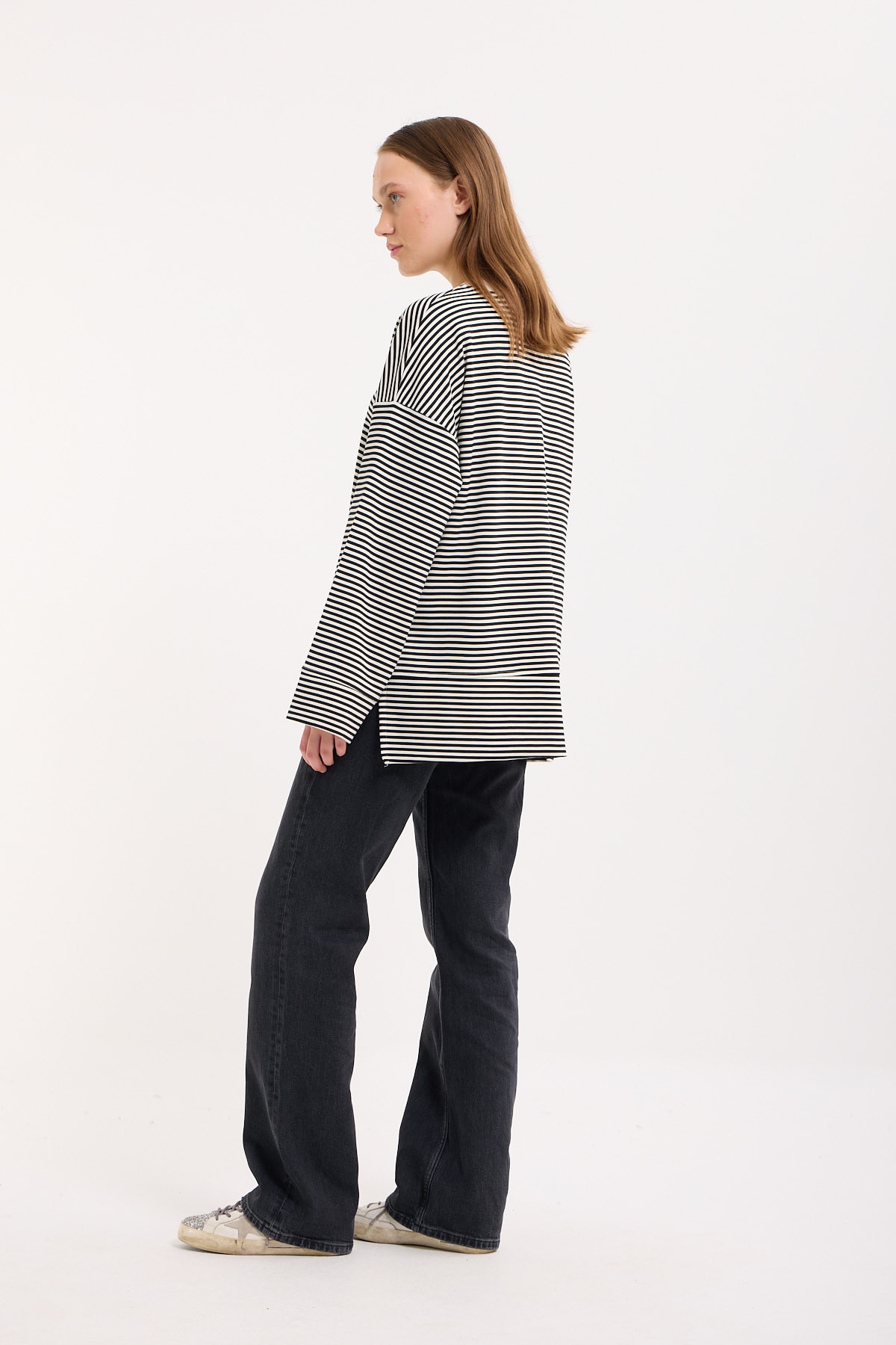 Logolu Çizgili Sweatshirt  - Mina
