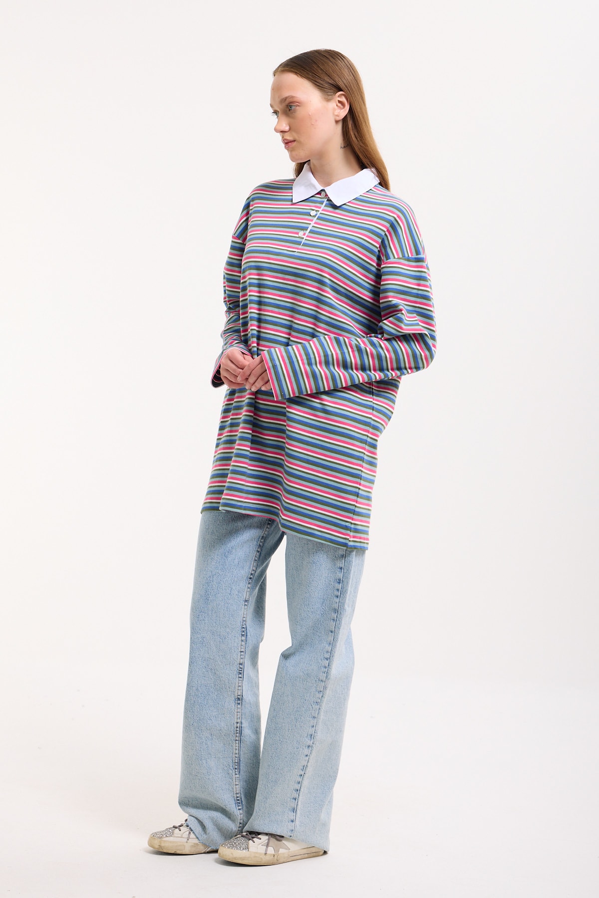 Polo Yaka Sweatshirt - PİNK