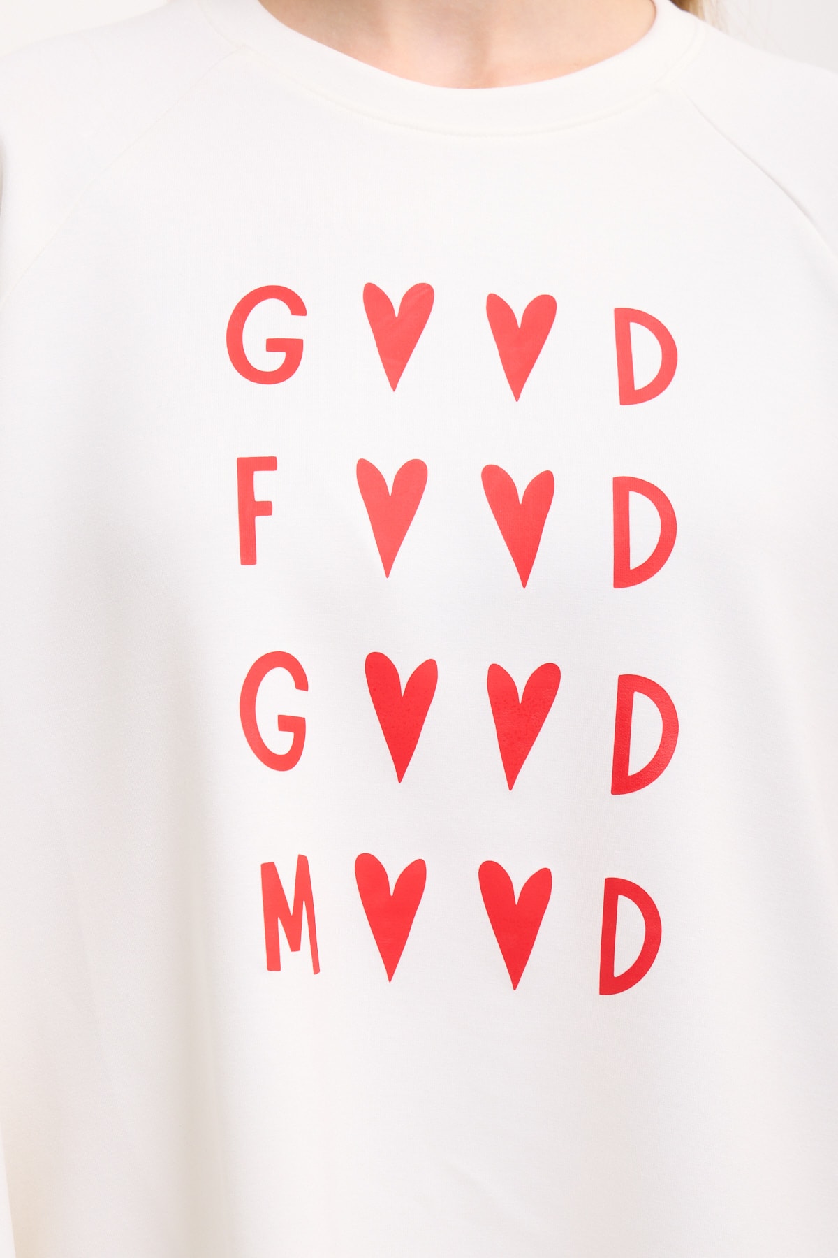 Basic Good Baskılı Crop  - Kırık Beyaz