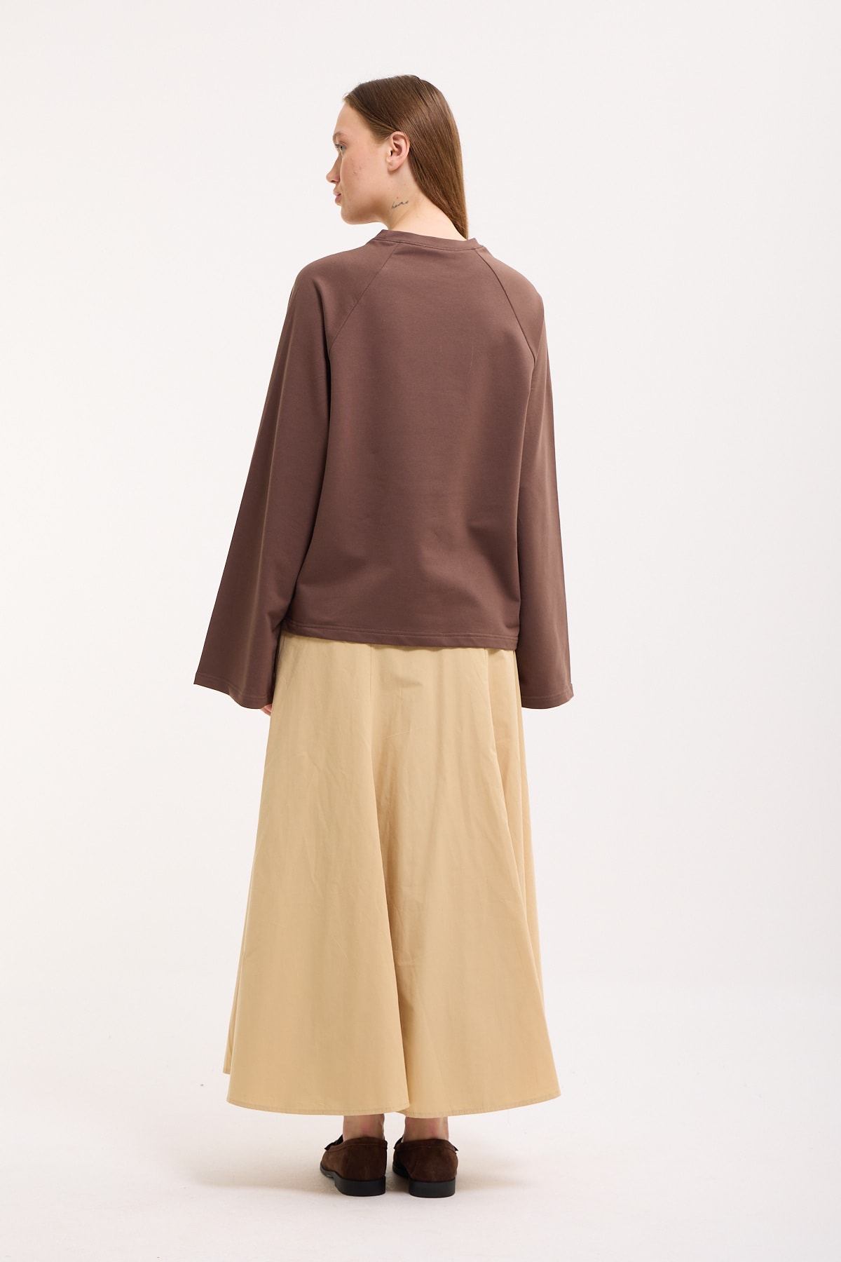 Basic Yazılı Crop - Kahve