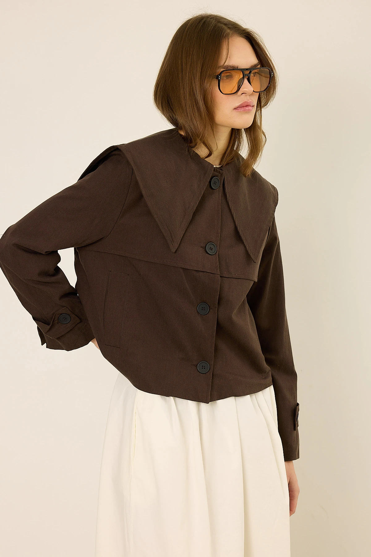 Geniş Yaka Trençkot 