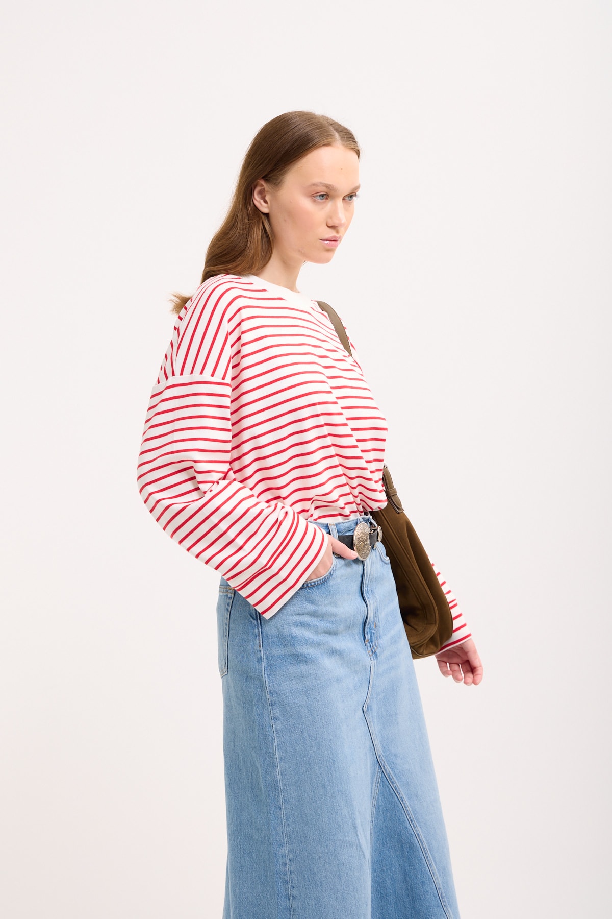 Logolu Çizgili Sweatshirt  - Candy