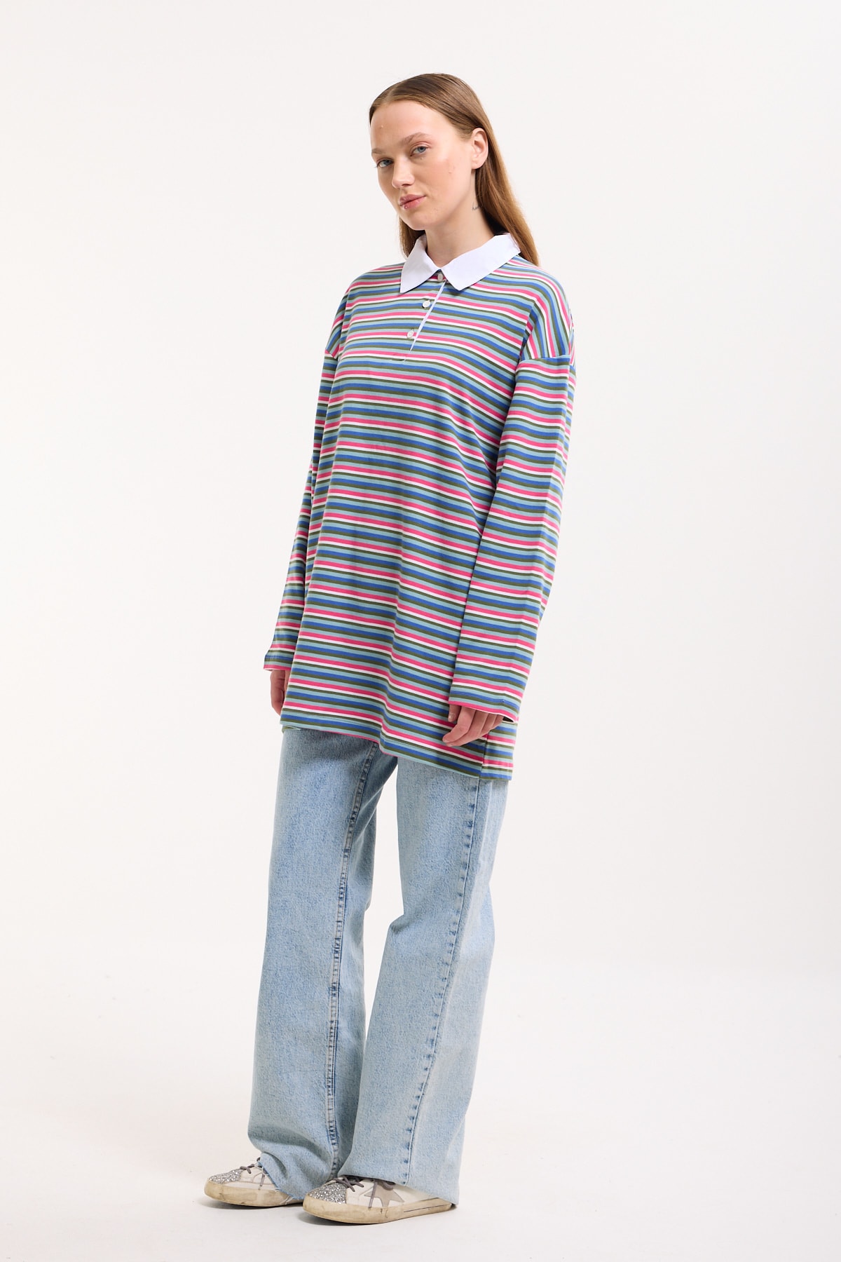 Polo Yaka Sweatshirt - PİNK