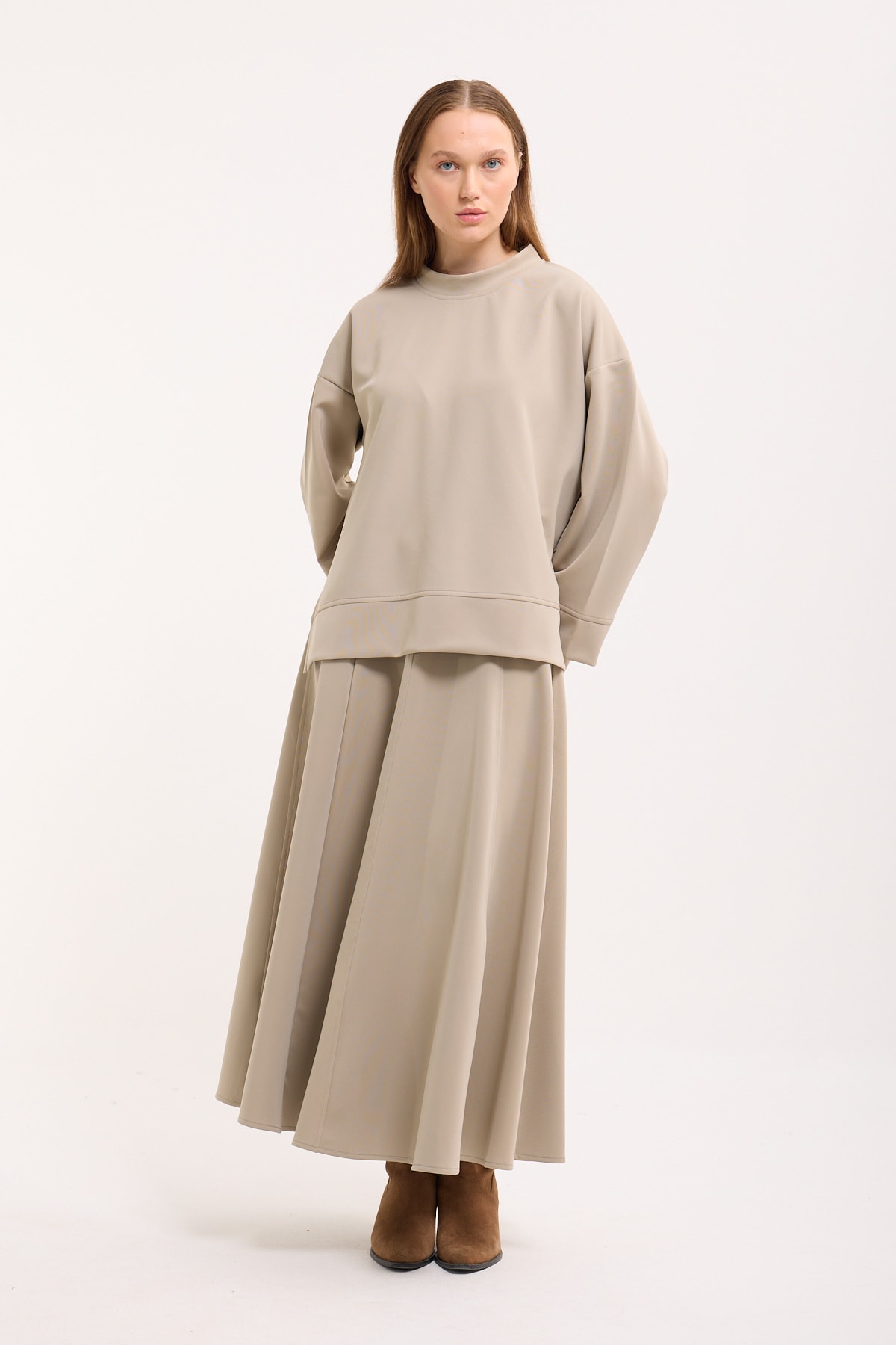 Parçalı Spor Etek - Cool Grey