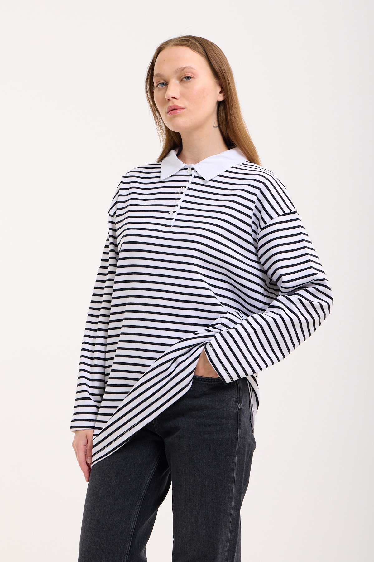 Polo Yaka Sweatshirt - Jasmin