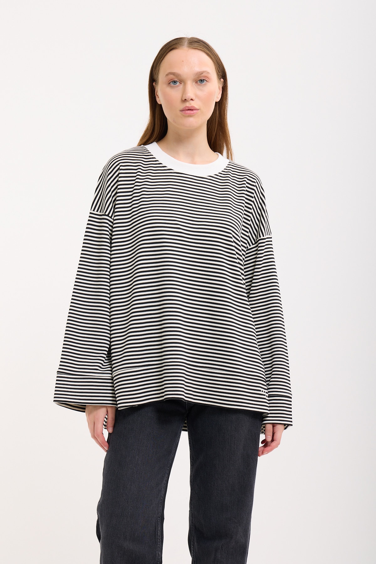 Logolu Çizgili Sweatshirt  - Mina