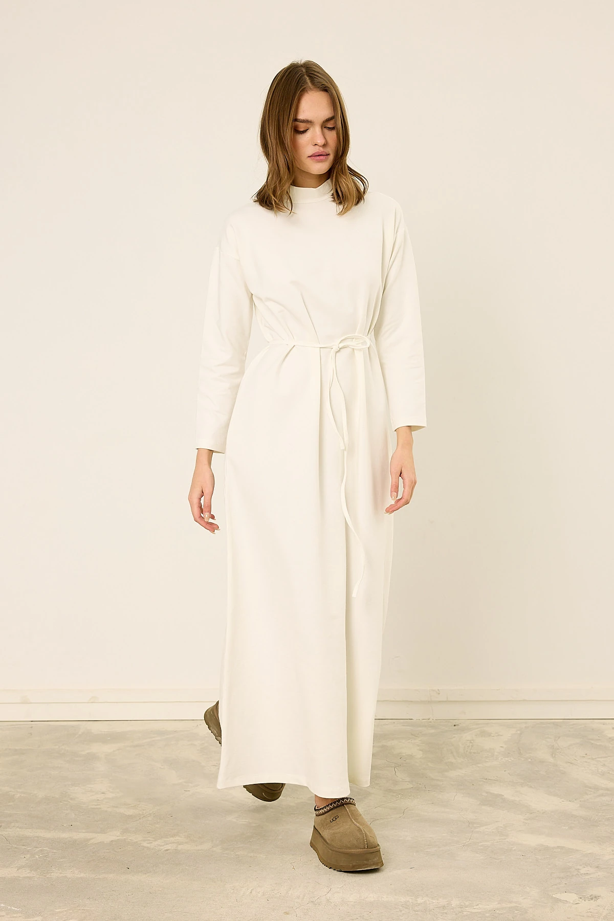 Pamuklu Uzun Kol Elbise 