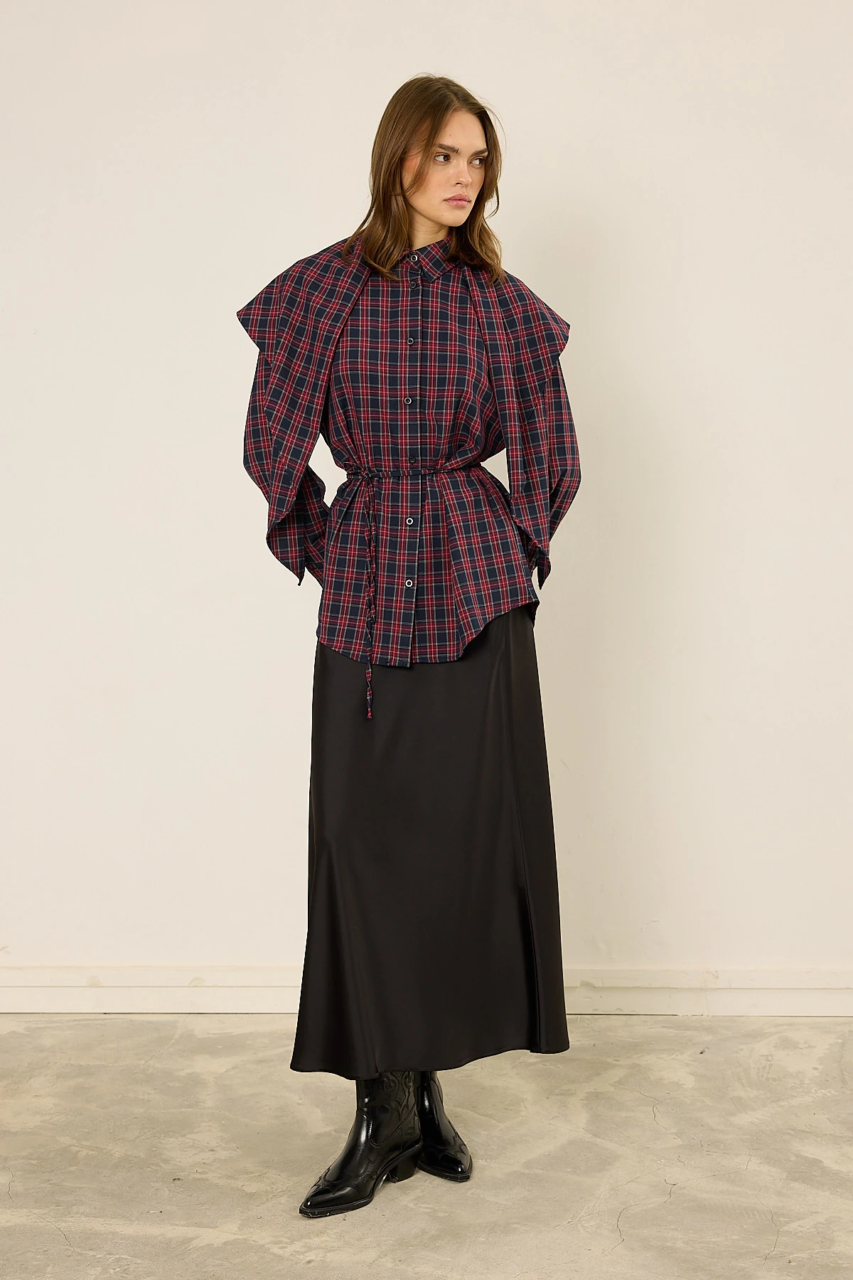 Fularlı Ekose Gömlek