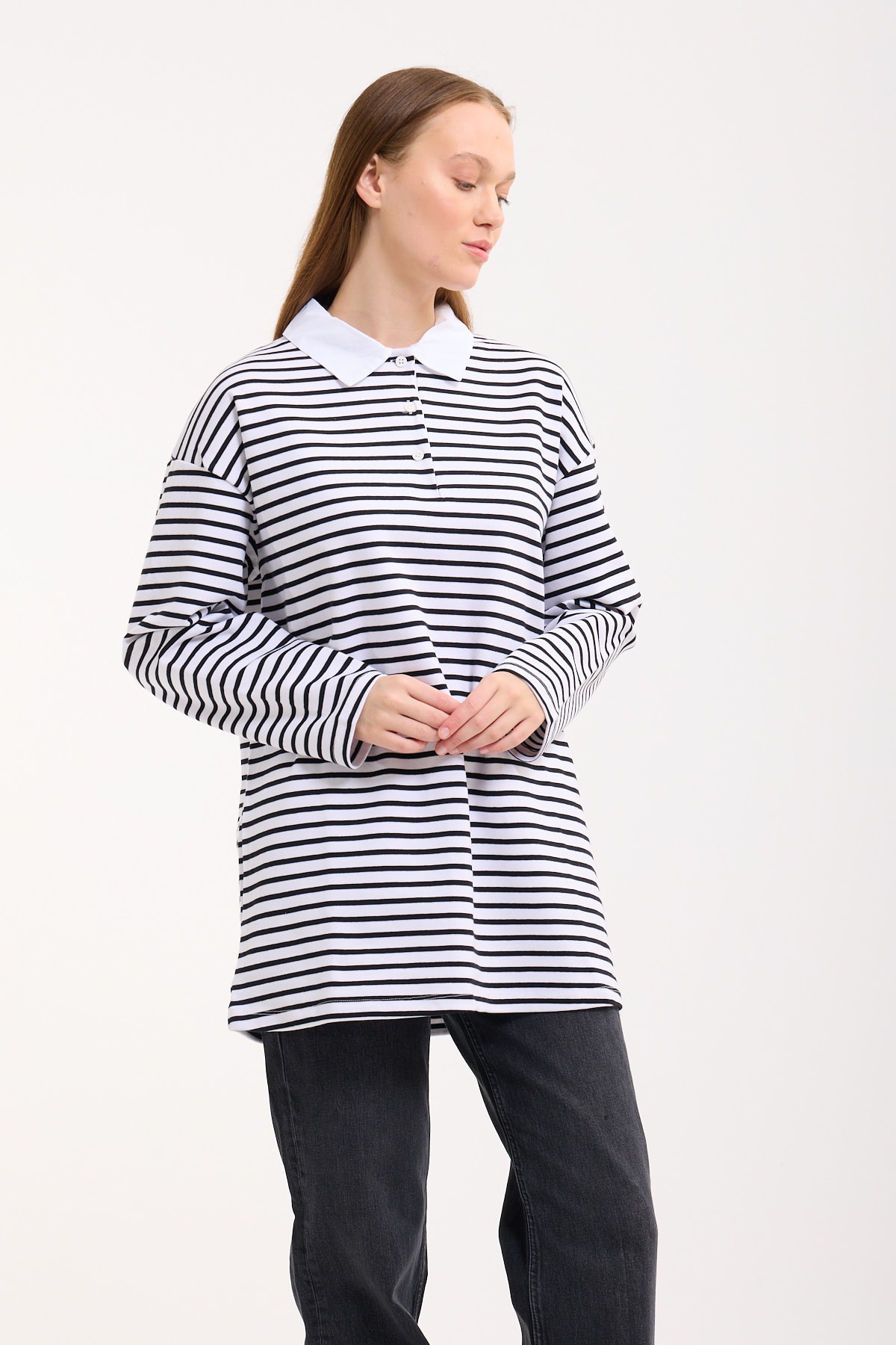 Polo Yaka Sweatshirt - Jasmin