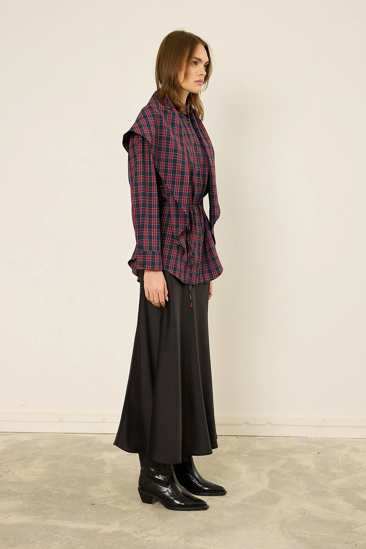 Fularlı Ekose Gömlek