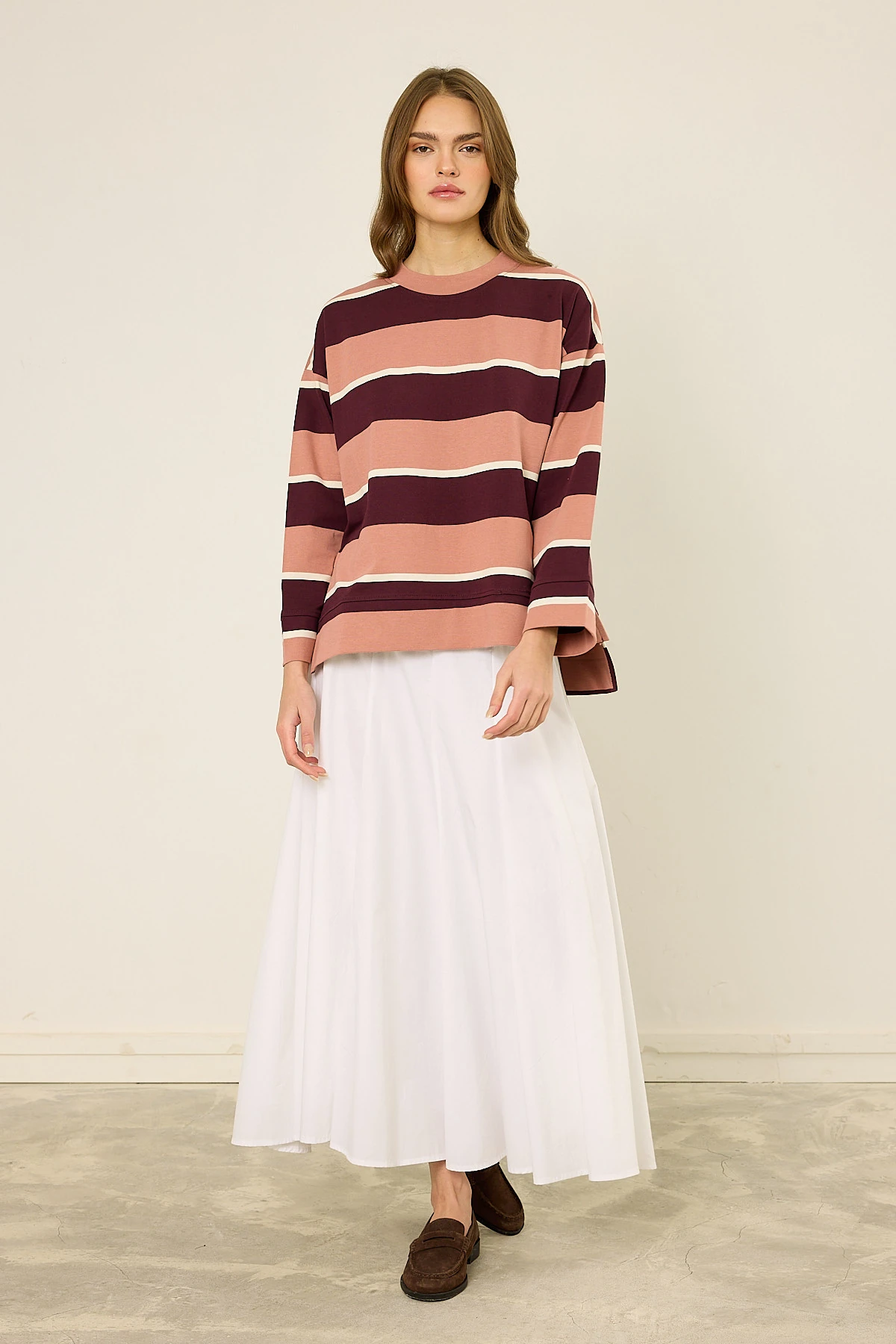 Logolu Çizgili Sweatshirt 