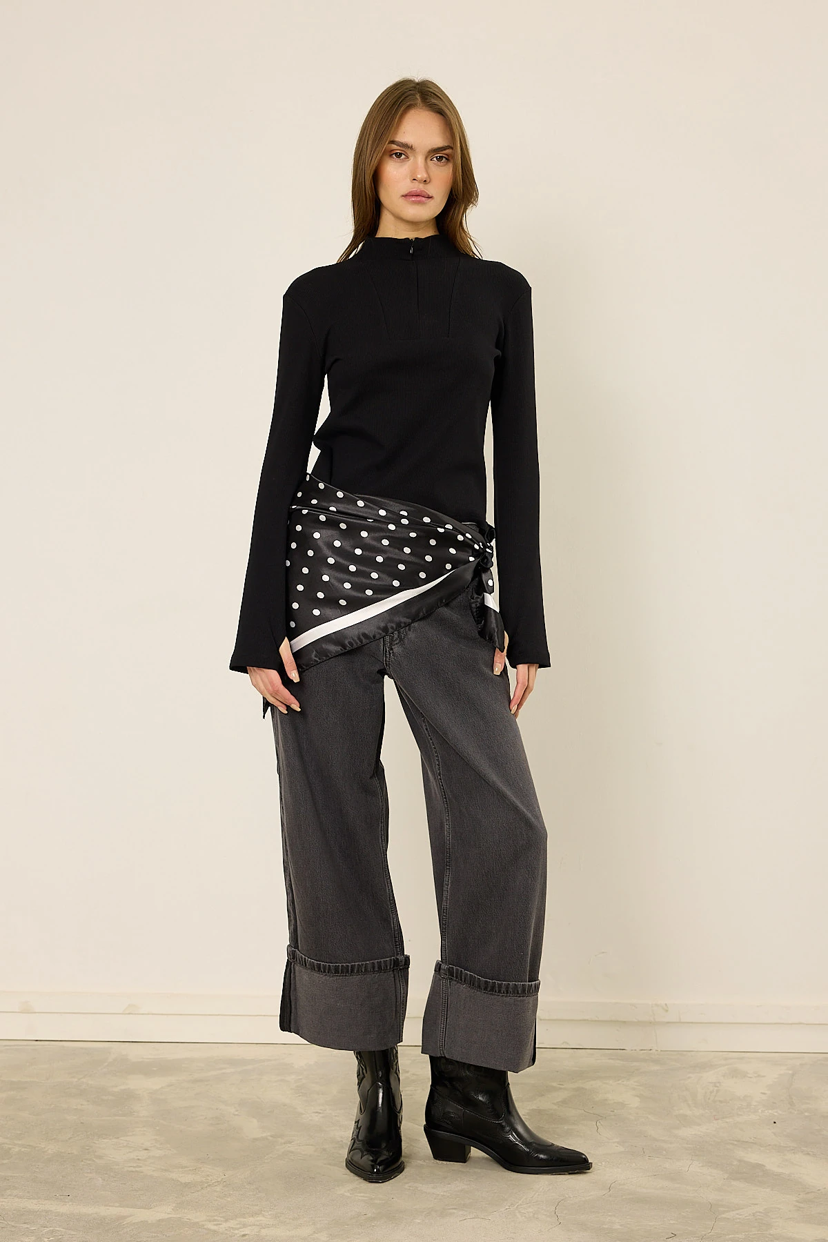 Paçası Katlı Pantolon Antrasit 