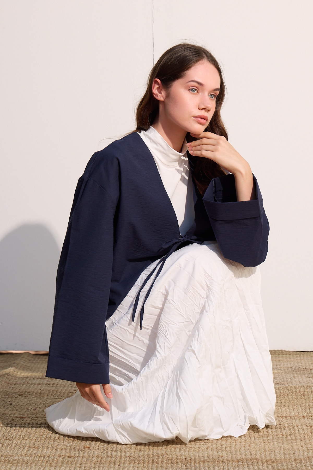 Bağcıklı Kimono - Yeni Lacivert