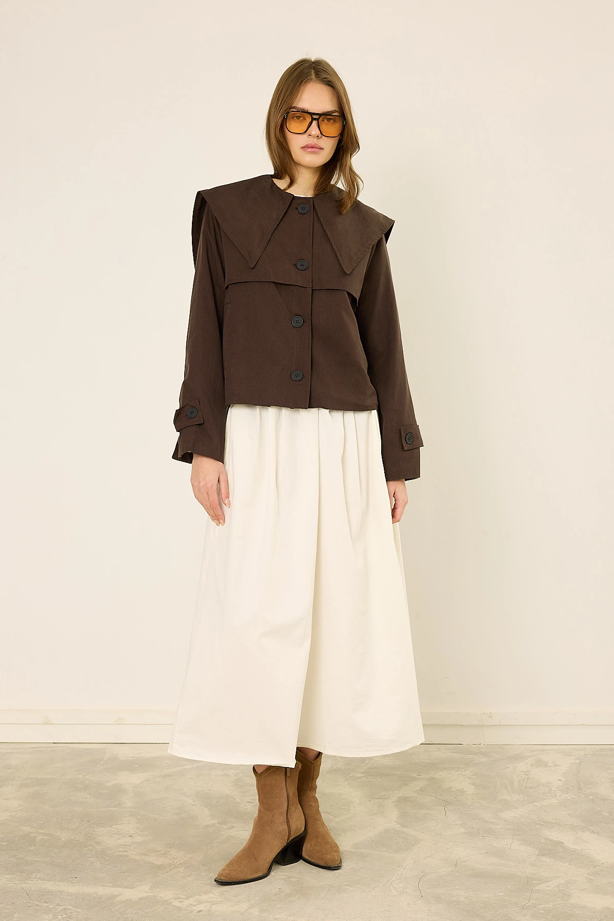 Geniş Yaka Trençkot 