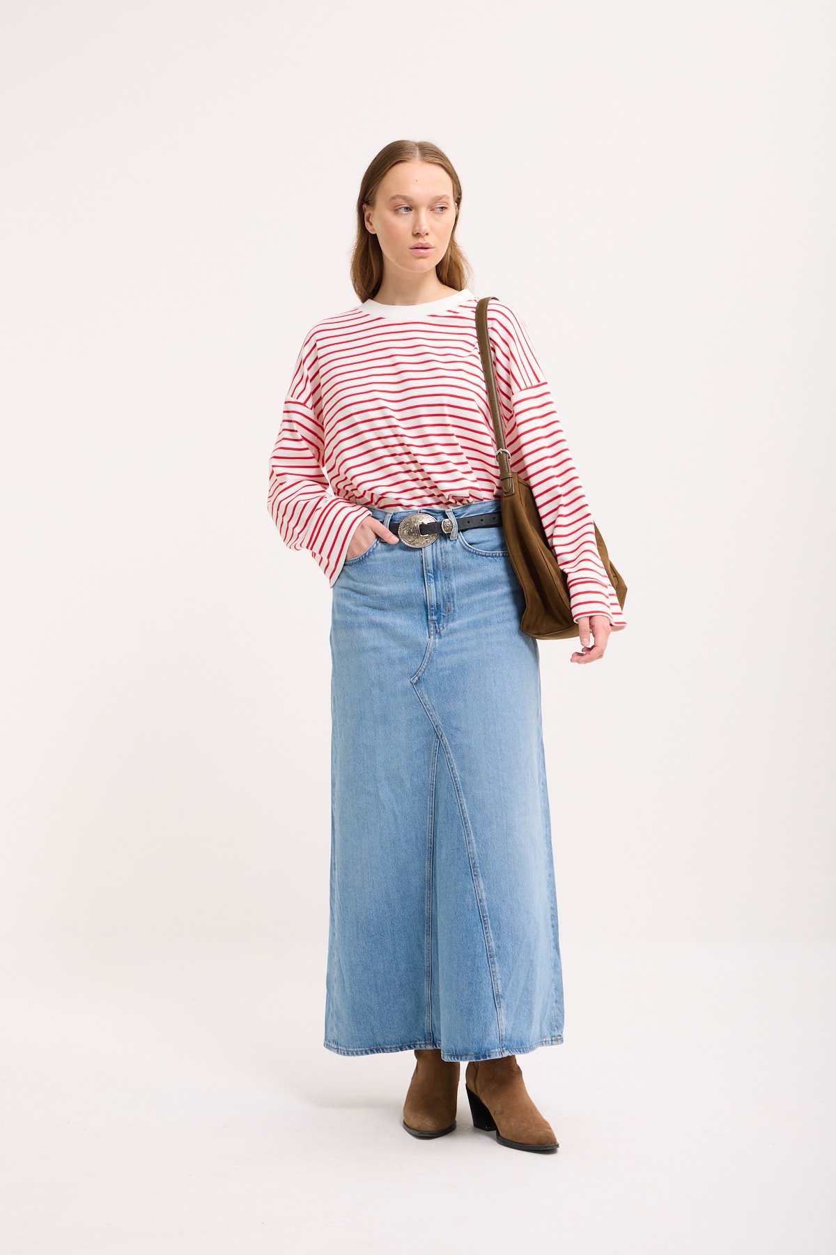 Logolu Çizgili Sweatshirt  - Candy