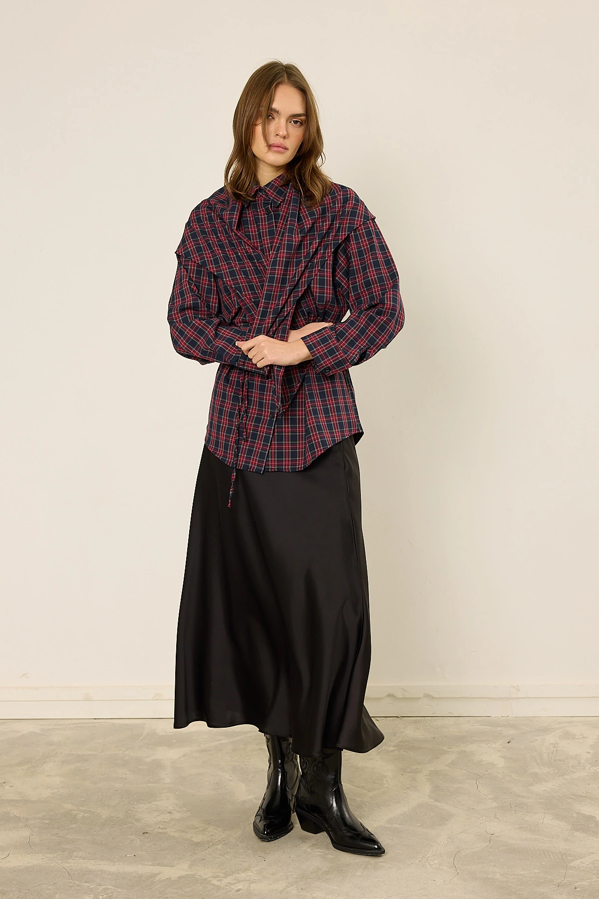 Fularlı Ekose Gömlek