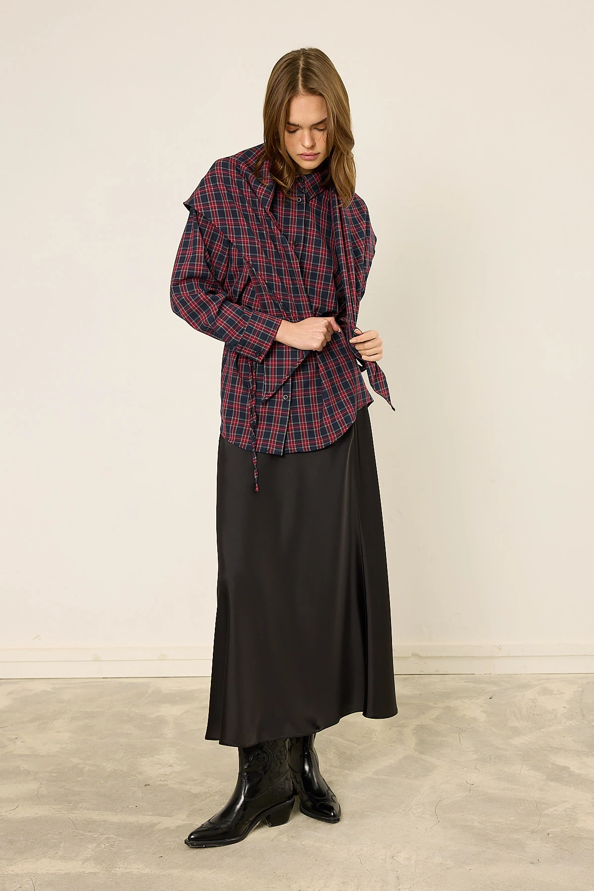 Fularlı Ekose Gömlek