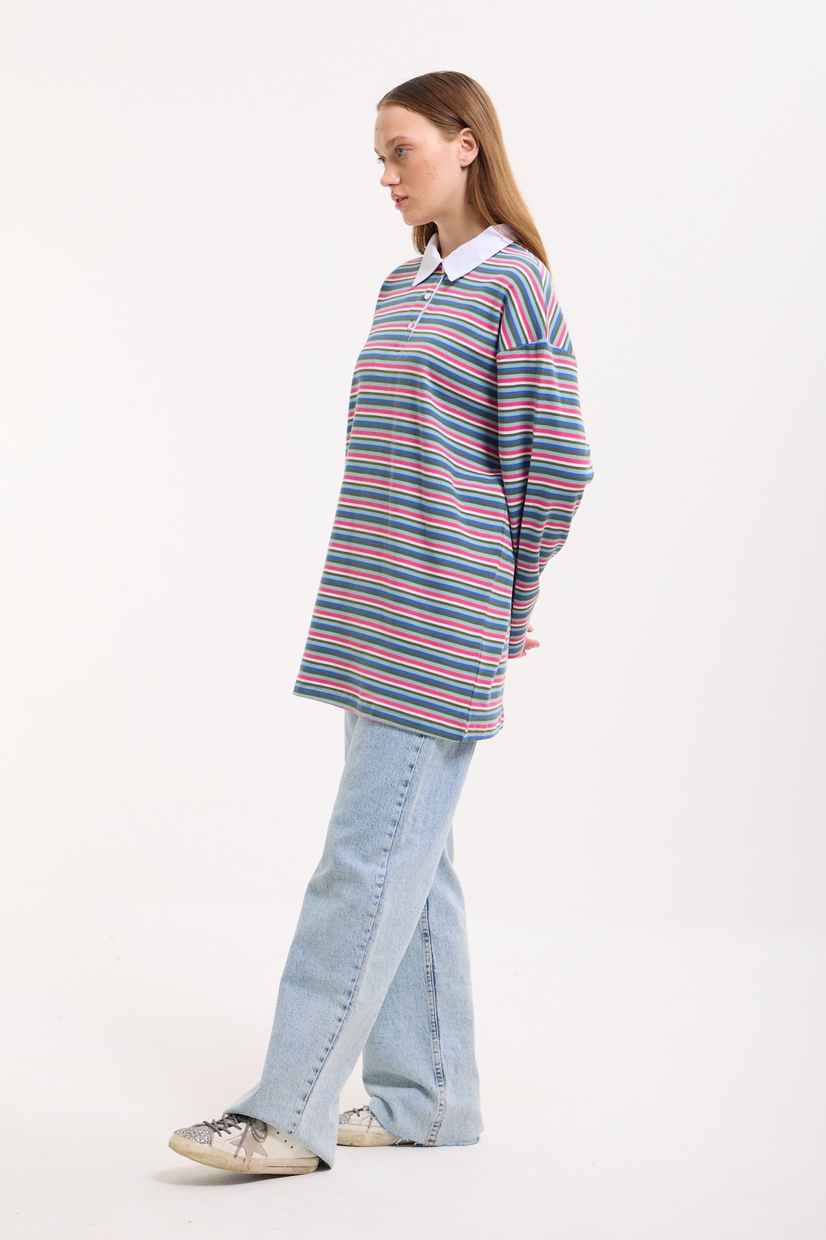 Polo Yaka Sweatshirt - PİNK