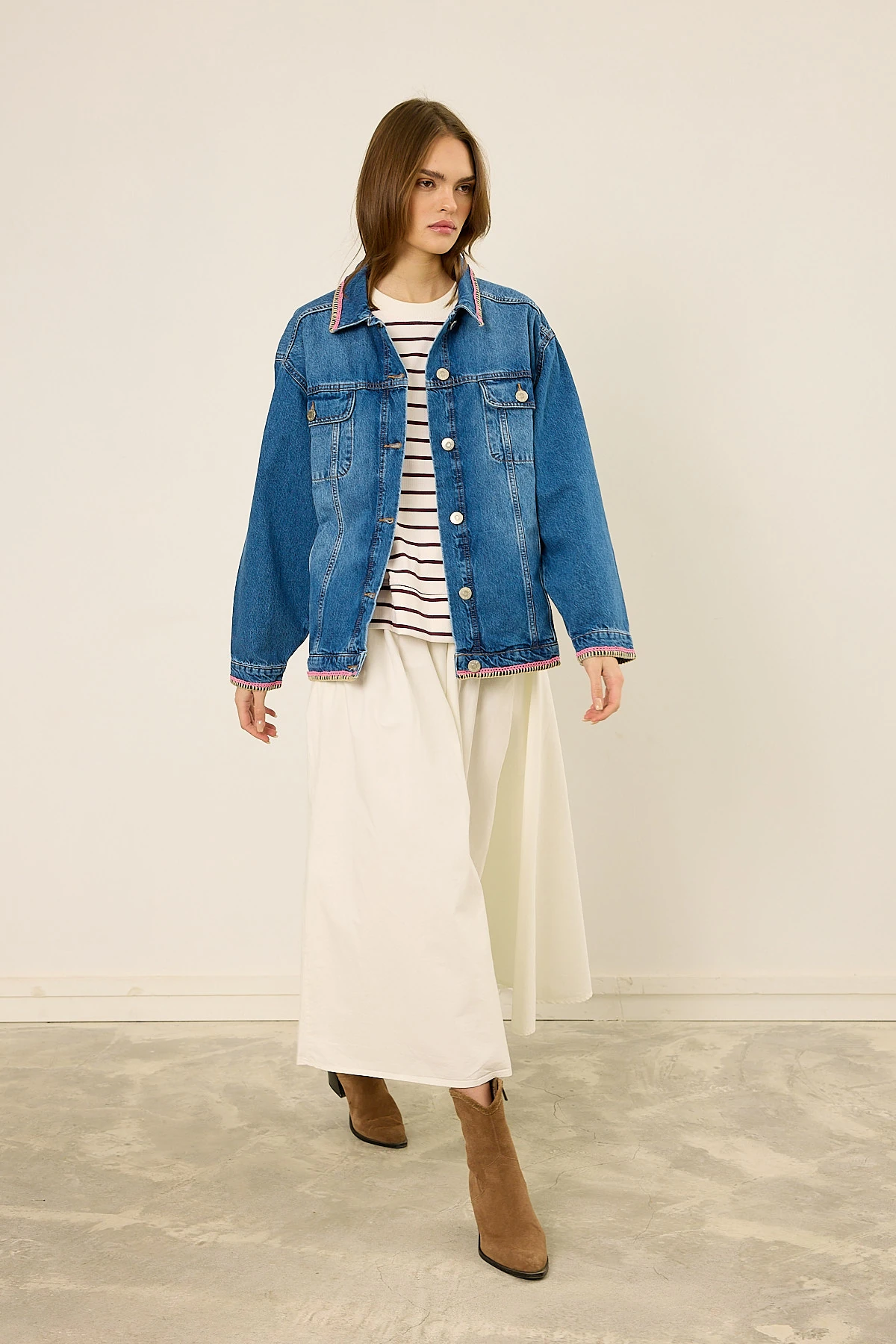 Nakışlı Denim Ceket