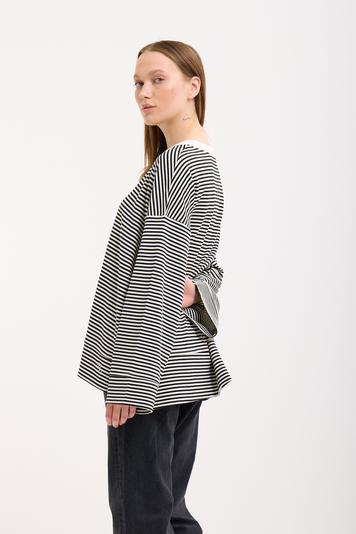 Logolu Çizgili Sweatshirt  - Mina