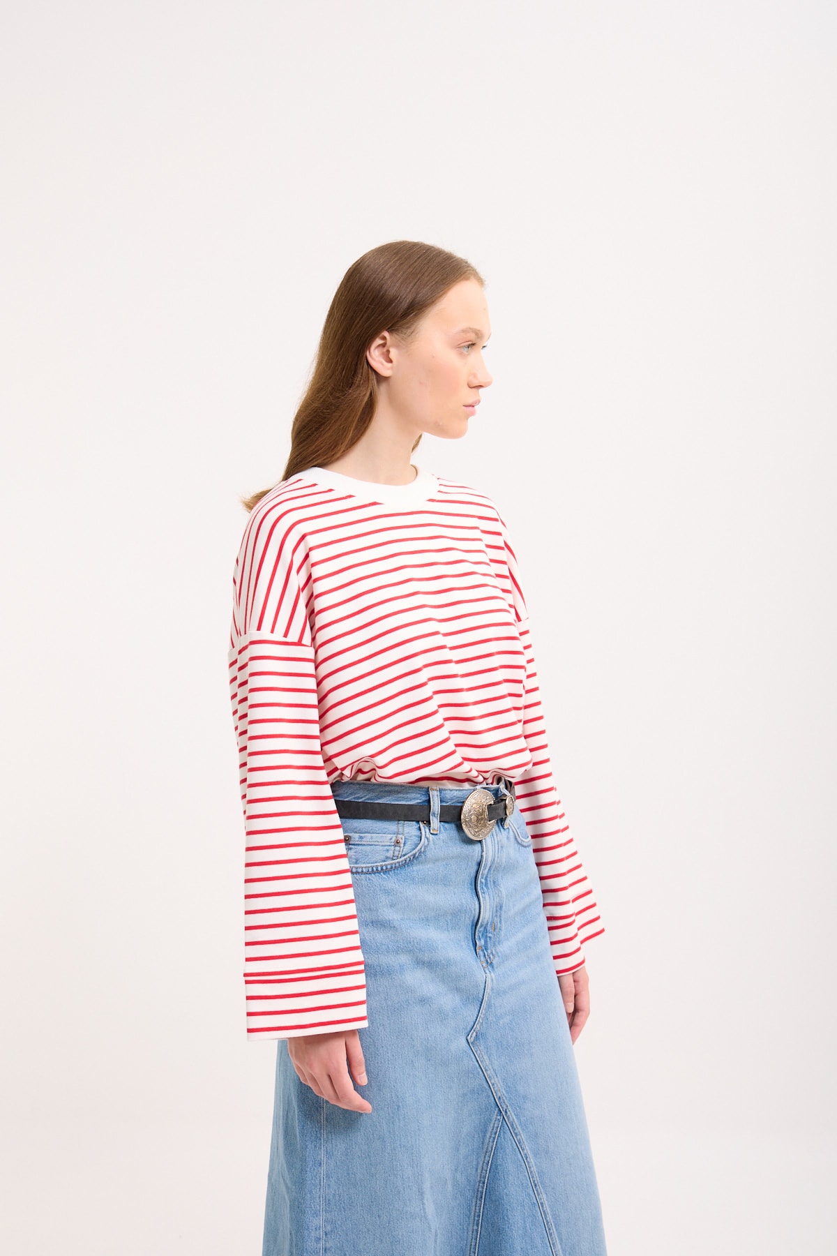 Logolu Çizgili Sweatshirt  - Candy