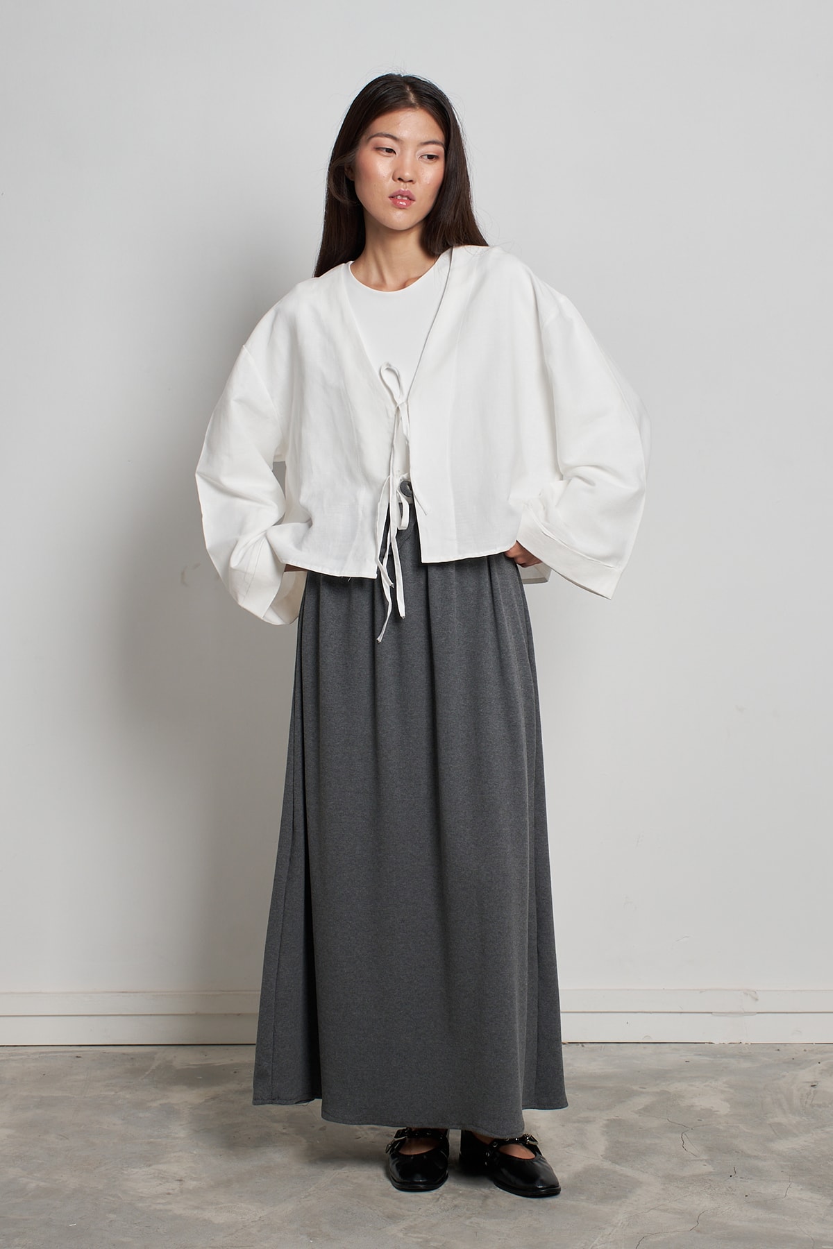Bağcıklı Kimono - Beyaz