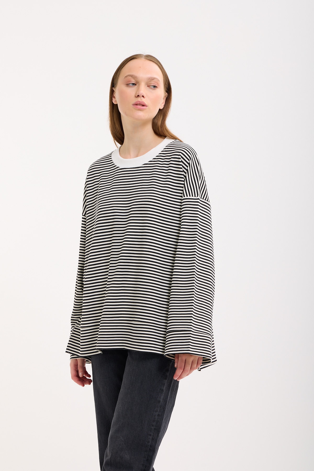 Logolu Çizgili Sweatshirt  - Mina