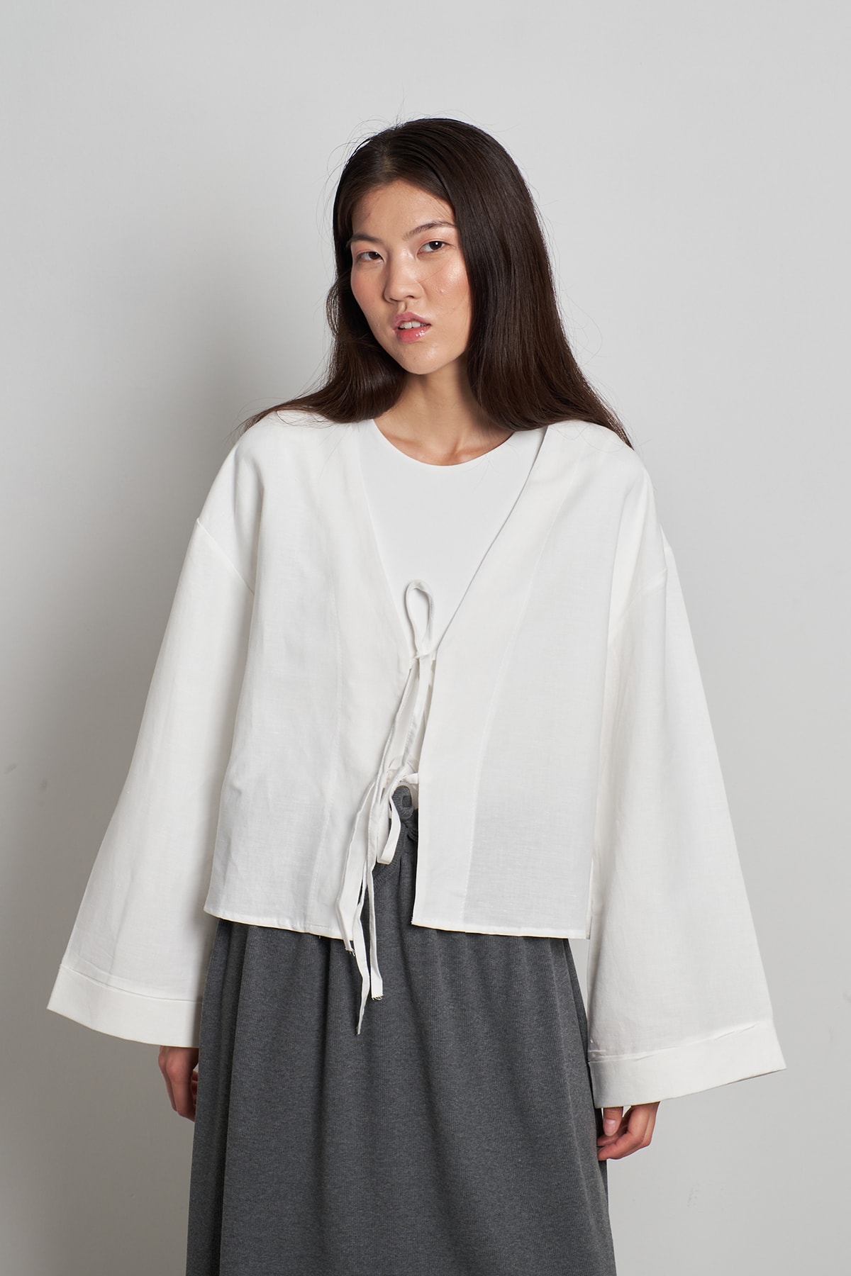 Bağcıklı Kimono - Beyaz