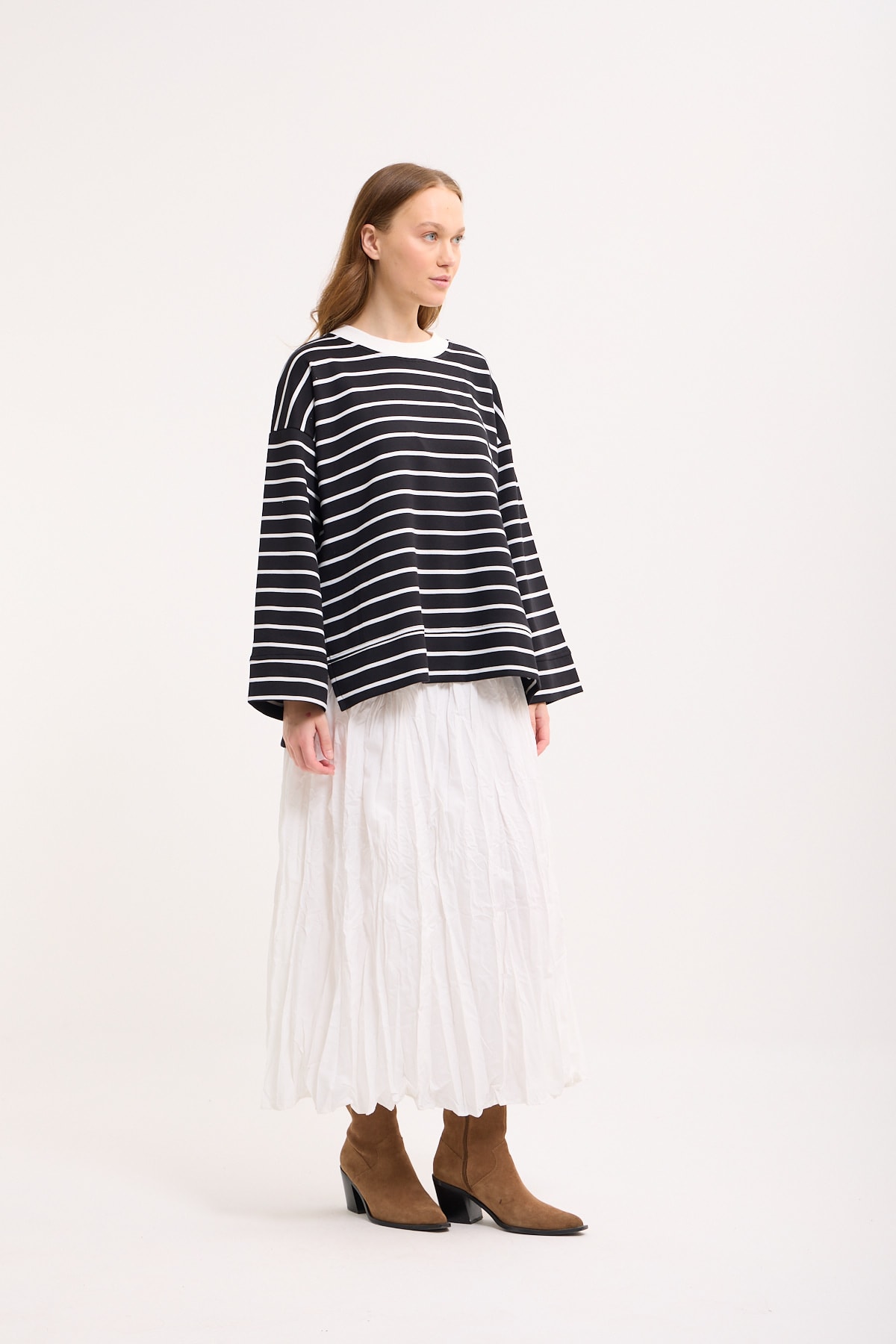 Logolu Çizgili Sweatshirt  - Gece