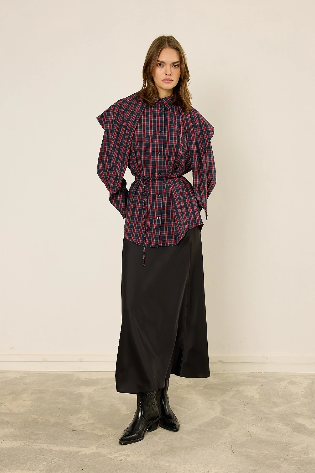 Fularlı Ekose Gömlek