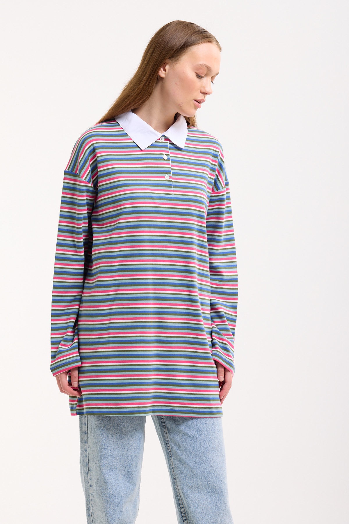 Polo Yaka Sweatshirt - PİNK