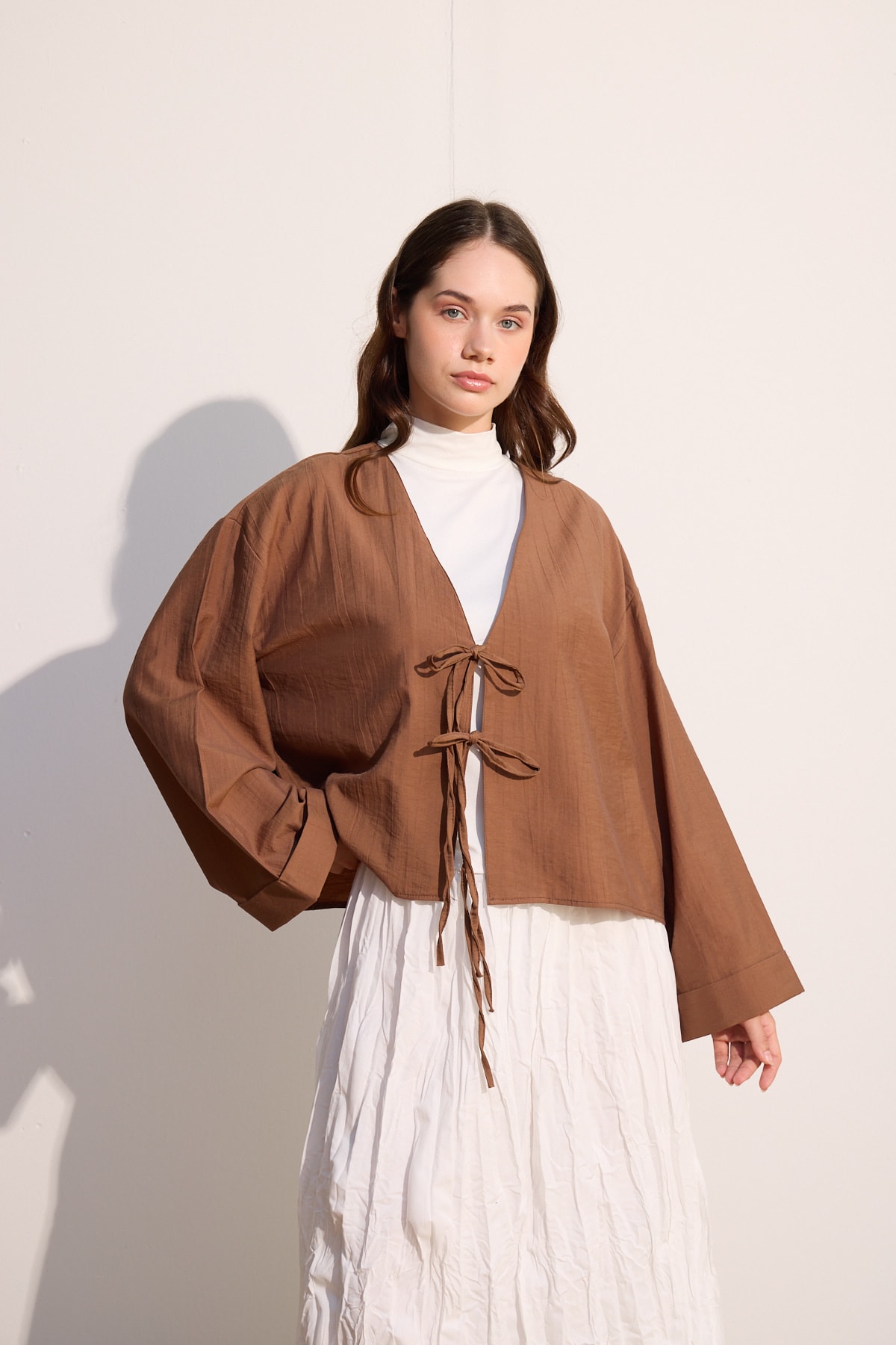 Bağcıklı Kimono - Tarçın