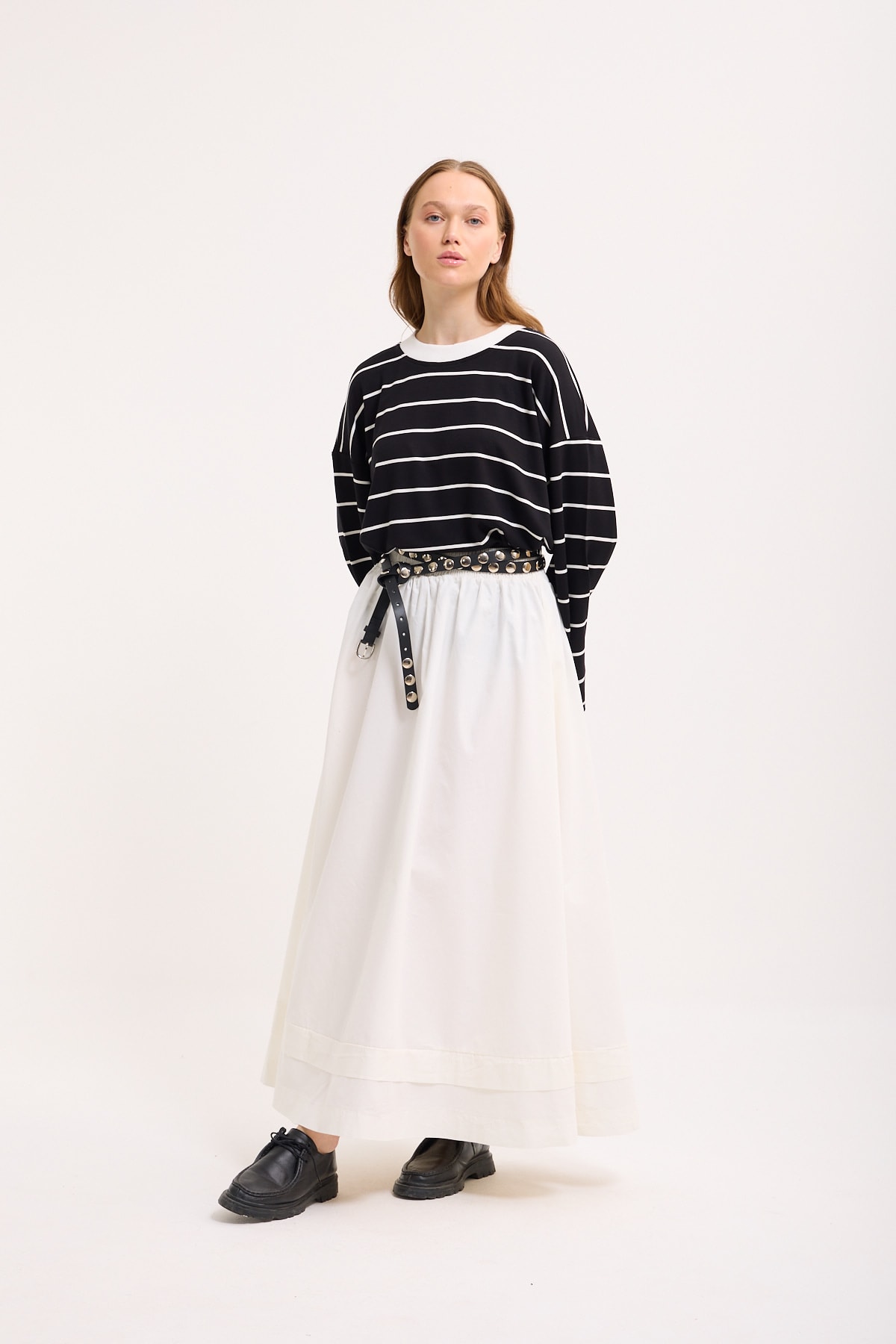 Logolu Çizgili Sweatshirt 