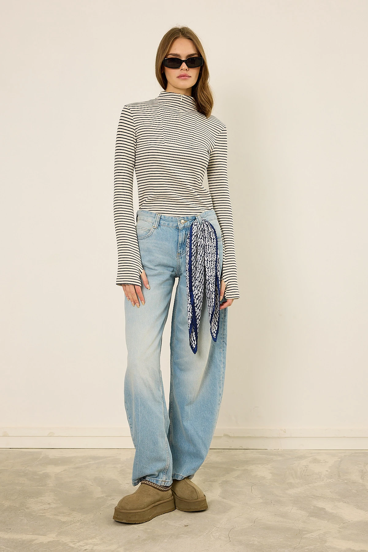 Fermuarlı Bluz  - Laci Çizgili