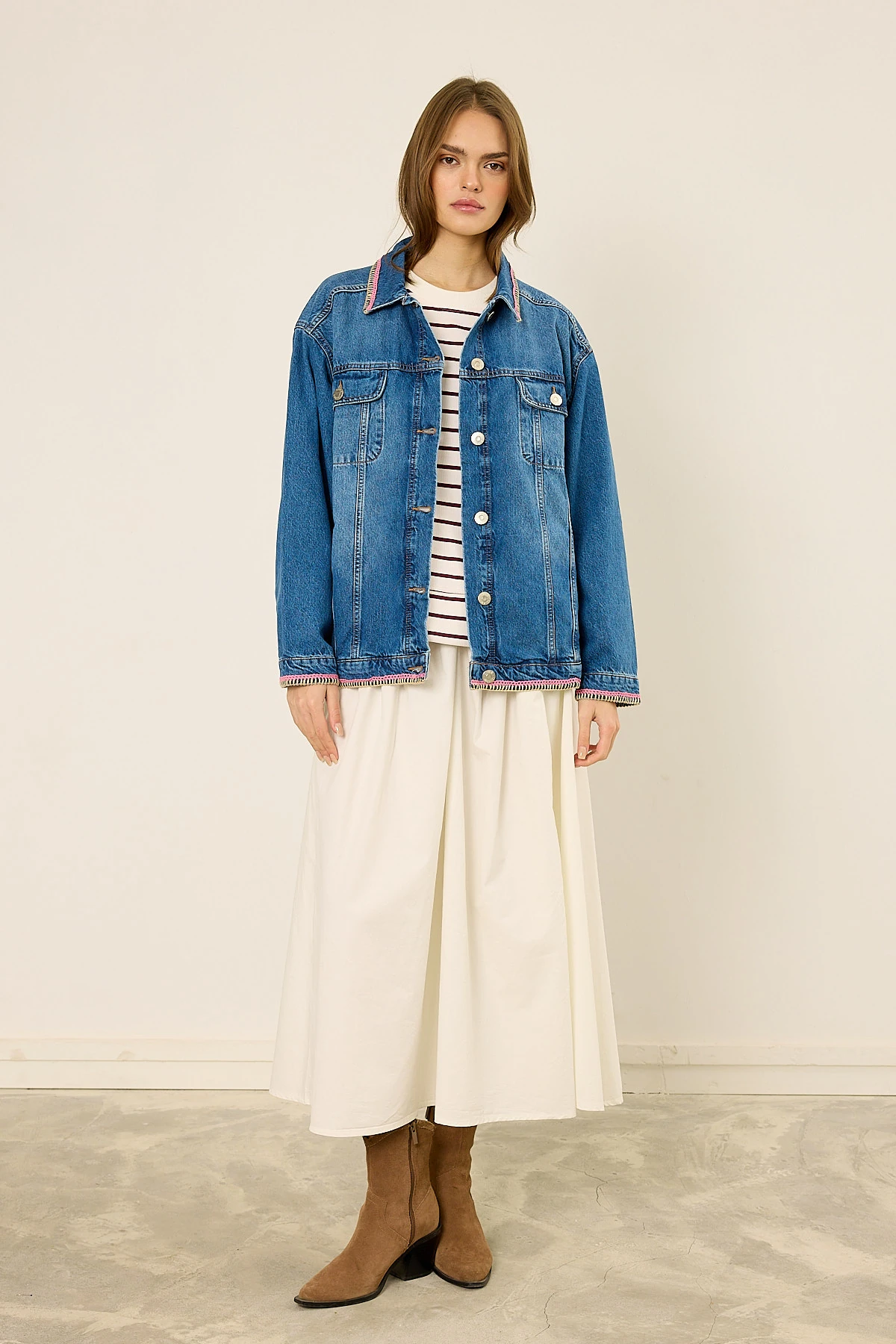 Nakışlı Denim Ceket