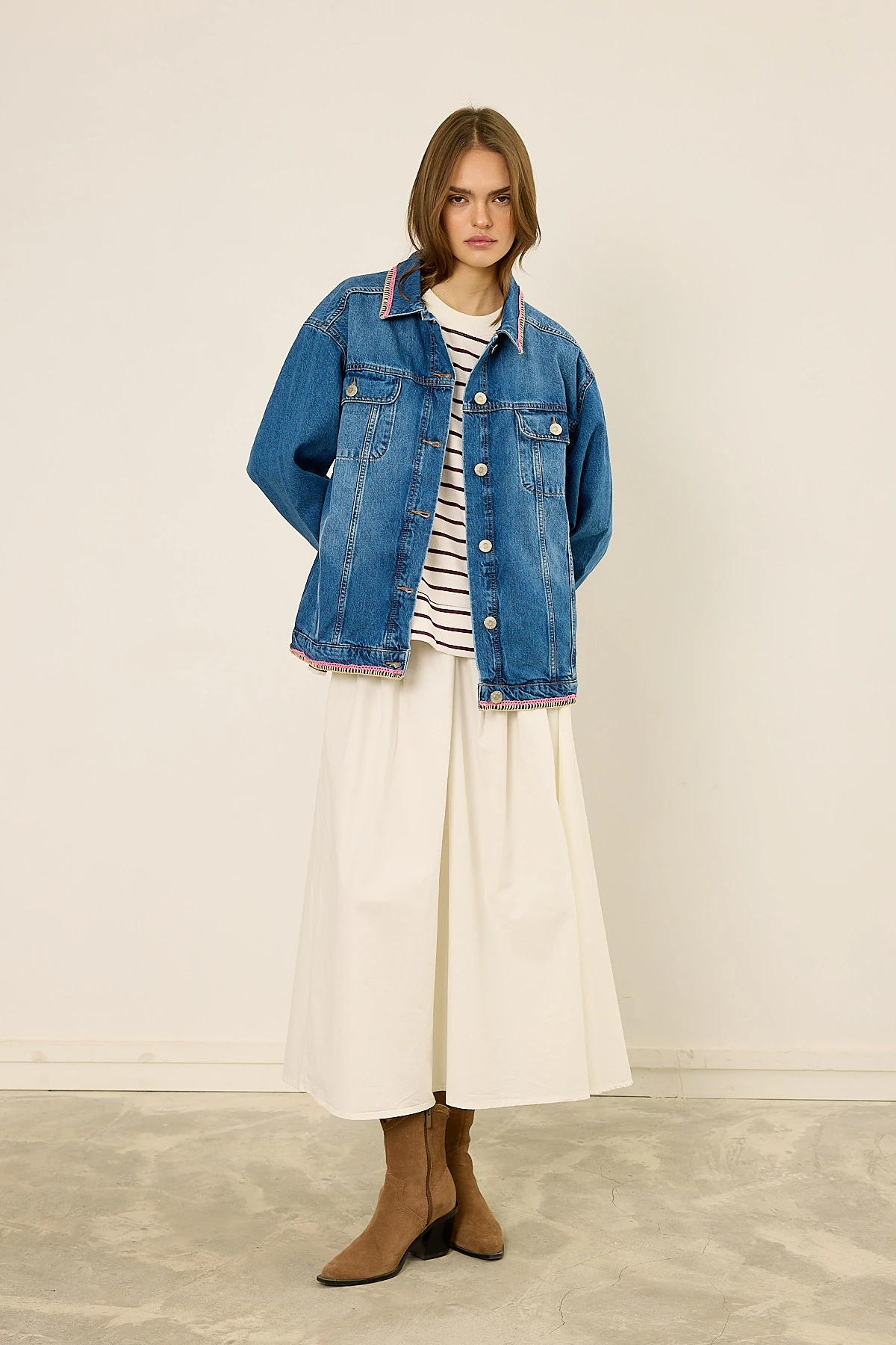 Nakışlı Denim Ceket