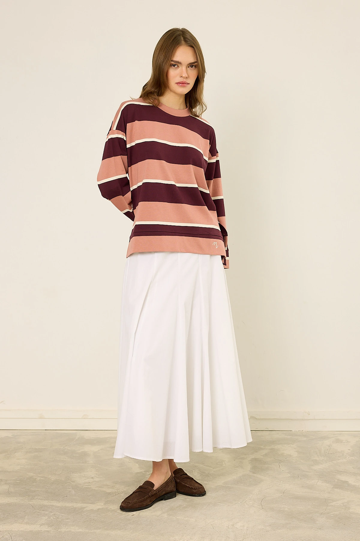 Logolu Çizgili Sweatshirt 