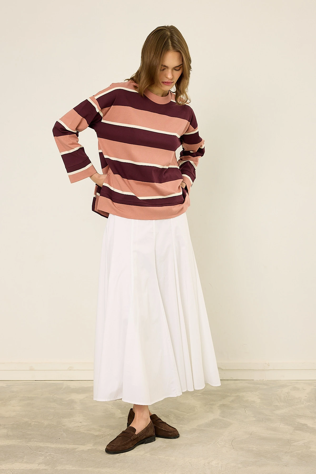 Logolu Çizgili Sweatshirt 